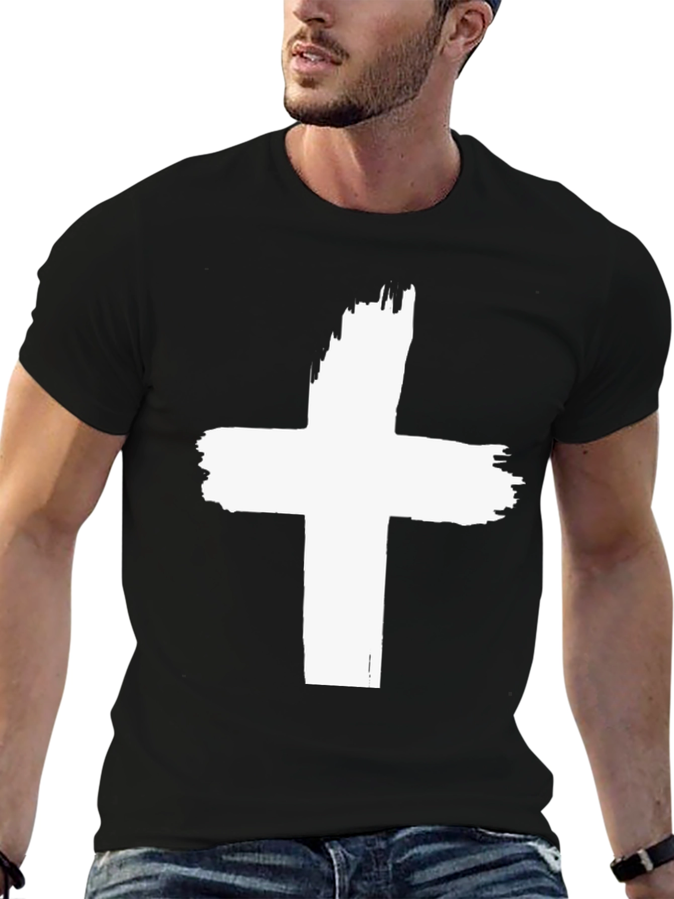 Bold Cross Graphic Black Tee - Stylish Religious Apparel