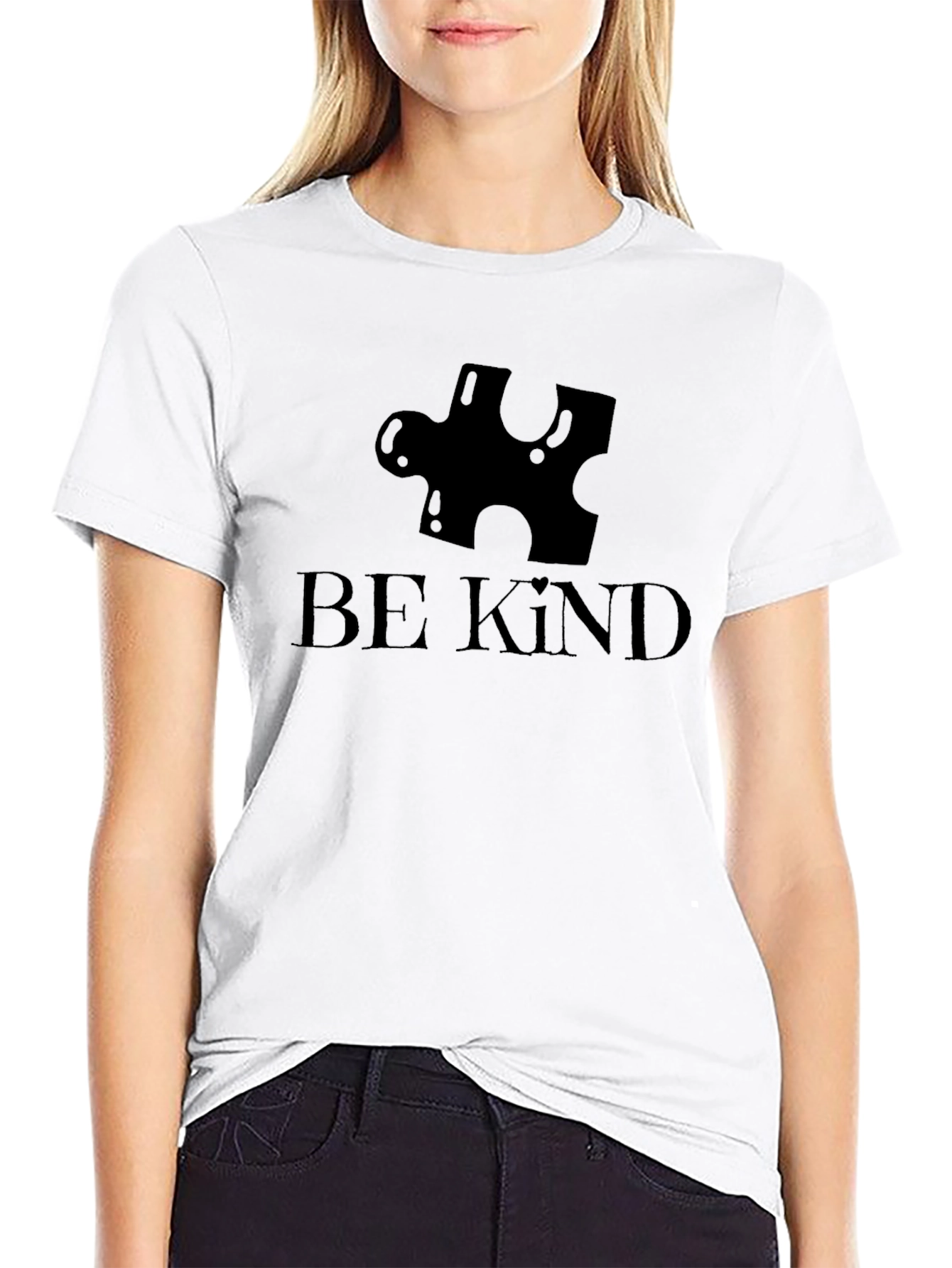 Be Kind Autism Awareness Puzzle Piece Black T-Shirt