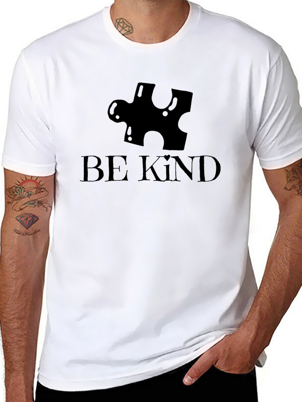 Be Kind Autism Awareness Puzzle Piece Black T-Shirt