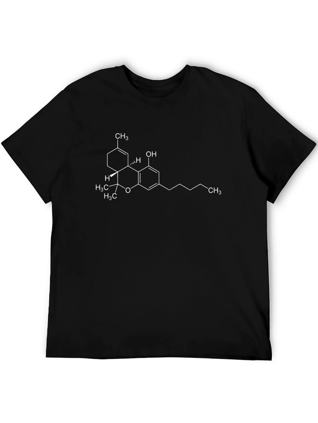 THC Molecule Graphic T-Shirt - Black Crew Neck Tee