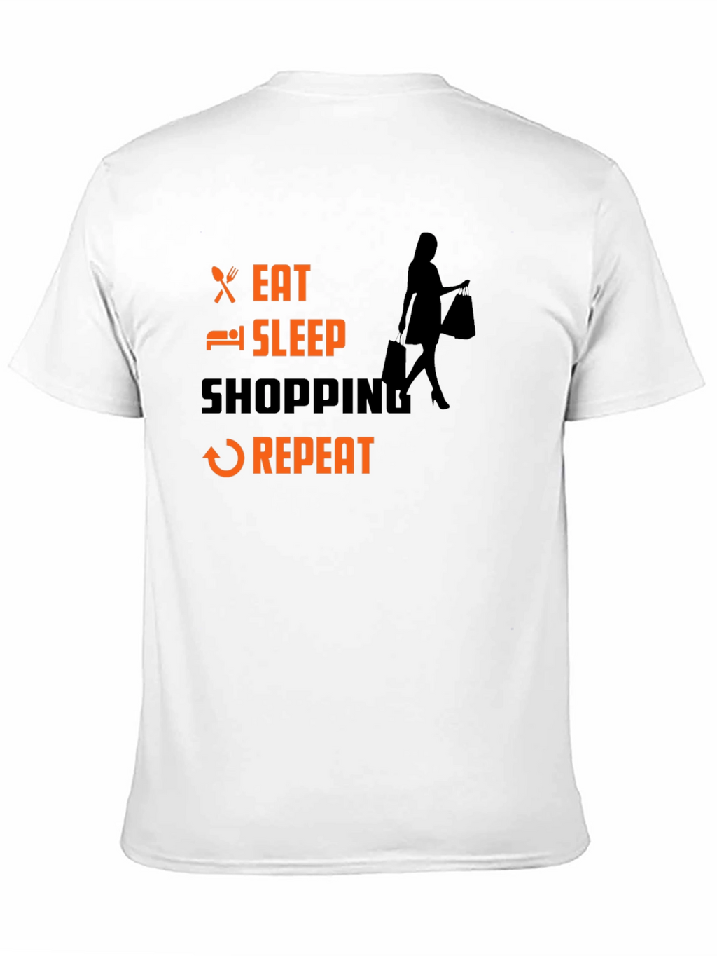 Eat Sleep Shopping Repeat Black T-Shirt