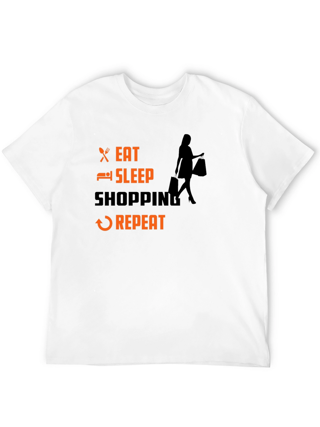Eat Sleep Shopping Repeat Black T-Shirt