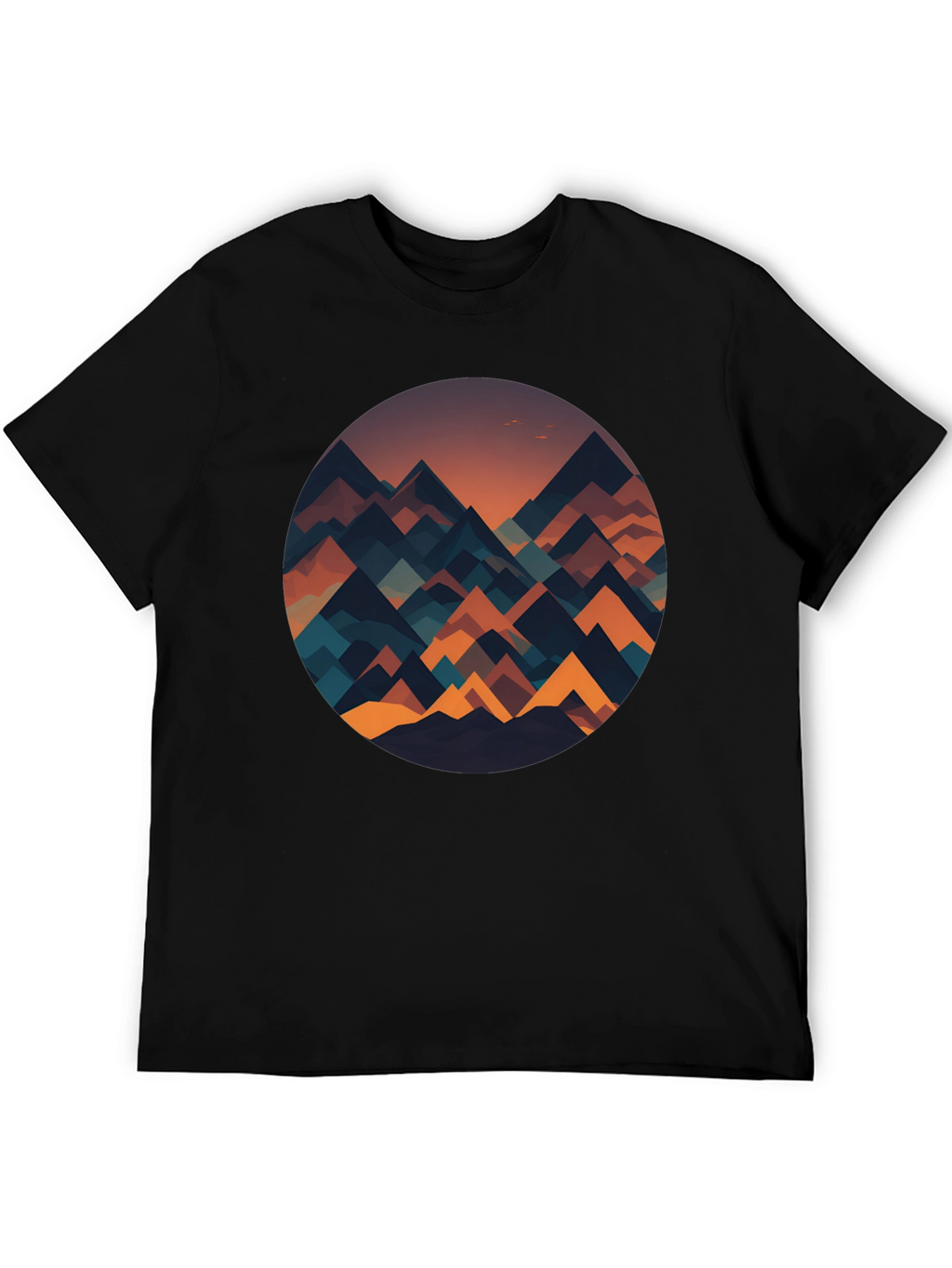 Geometric Mountainscape Graphic Tee - Black