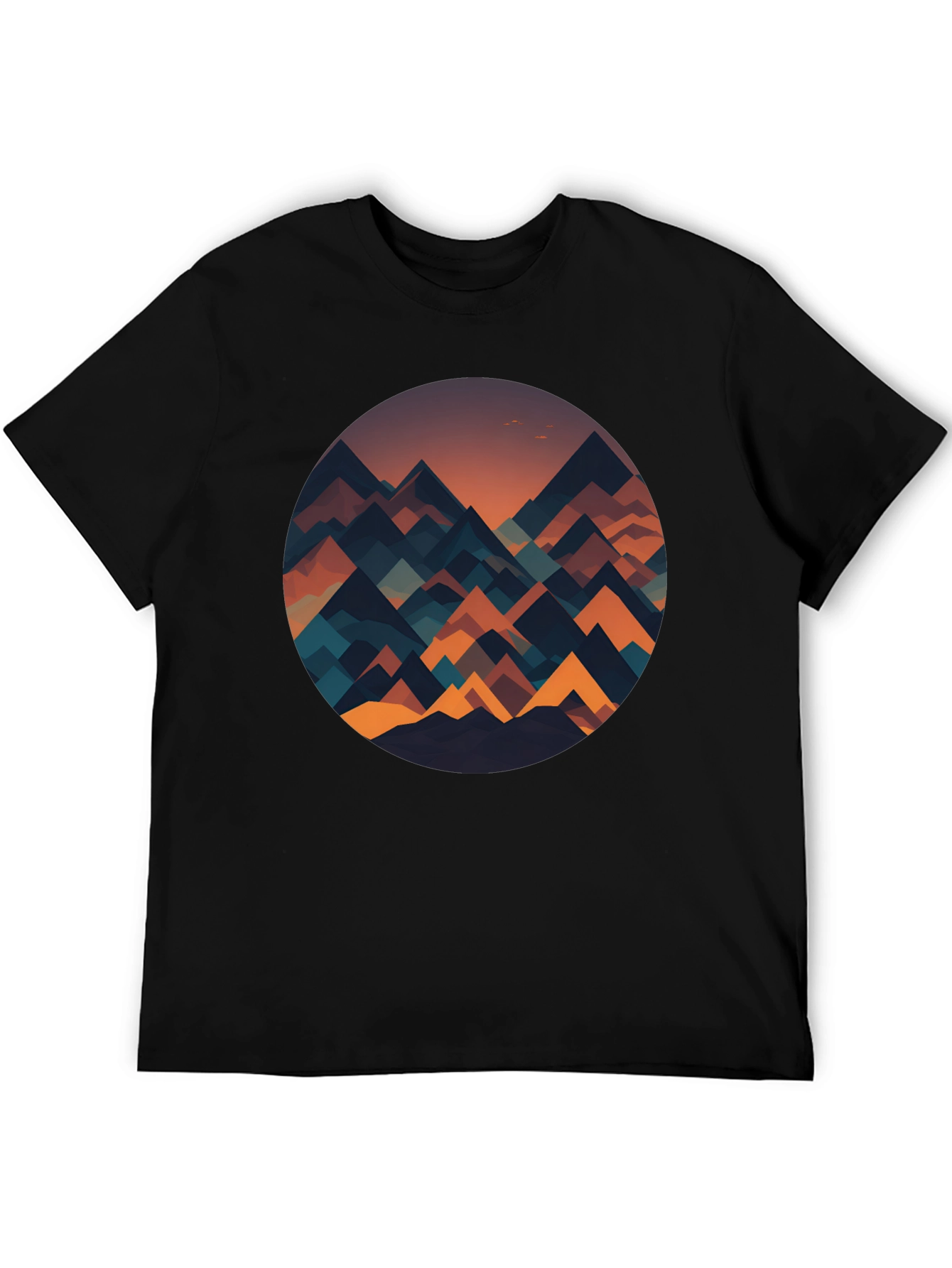 Geometric Mountainscape Graphic Tee - Black