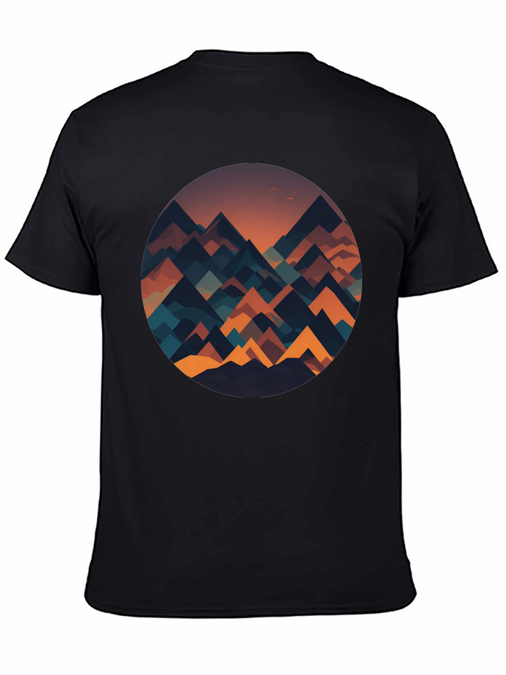 Geometric Mountainscape Graphic Tee - Black