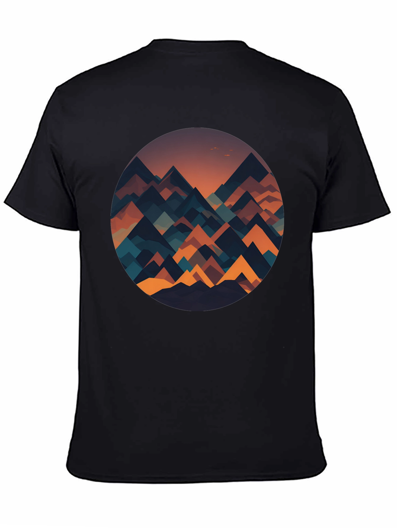 Geometric Mountainscape Graphic Tee - Black