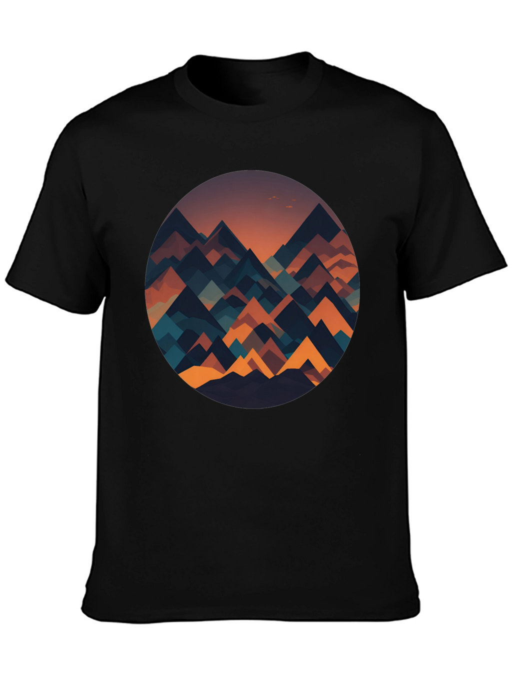 Geometric Mountainscape Graphic Tee - Black