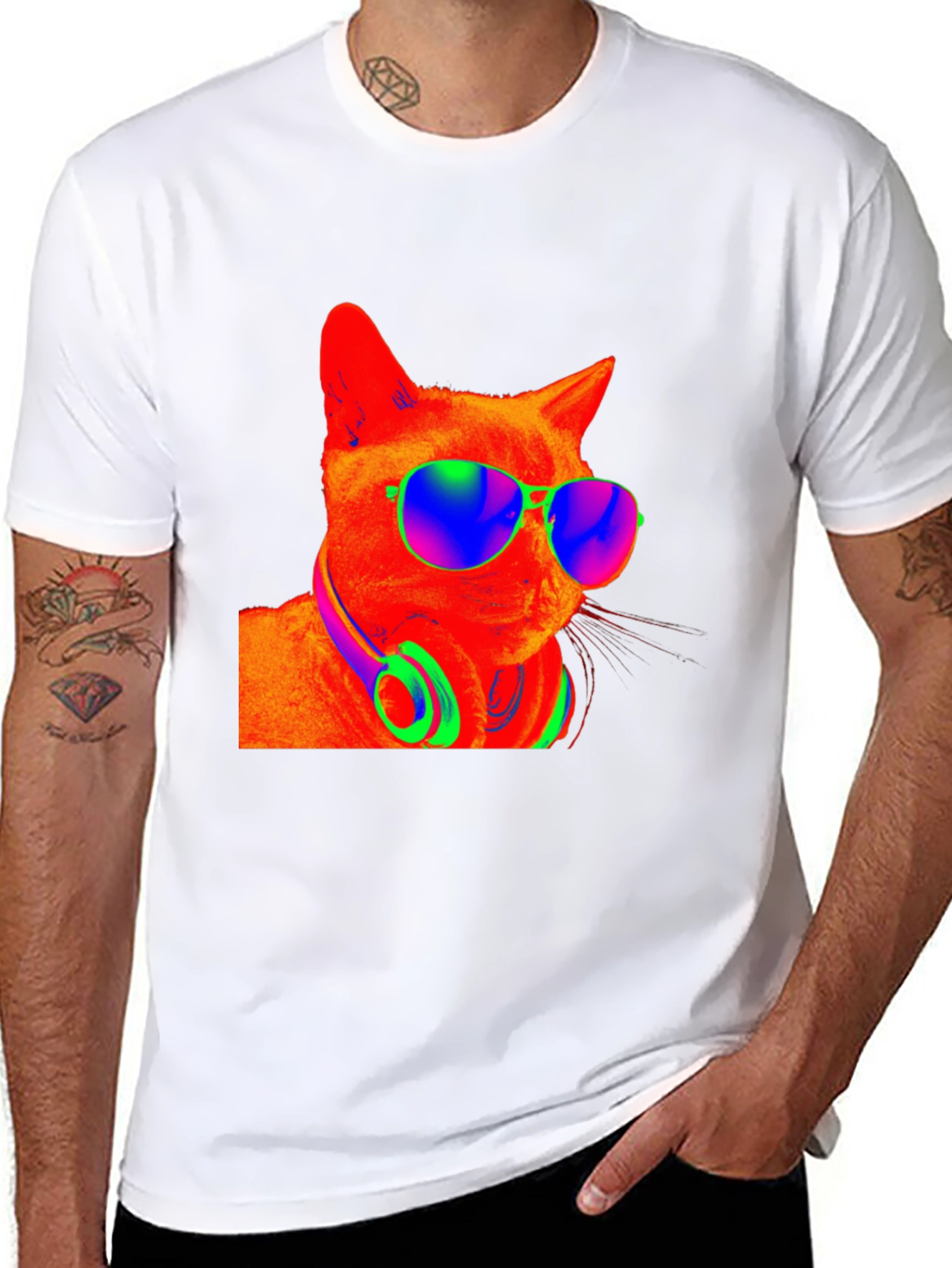 Cool Cat Tee - Funky Shades & Headphones