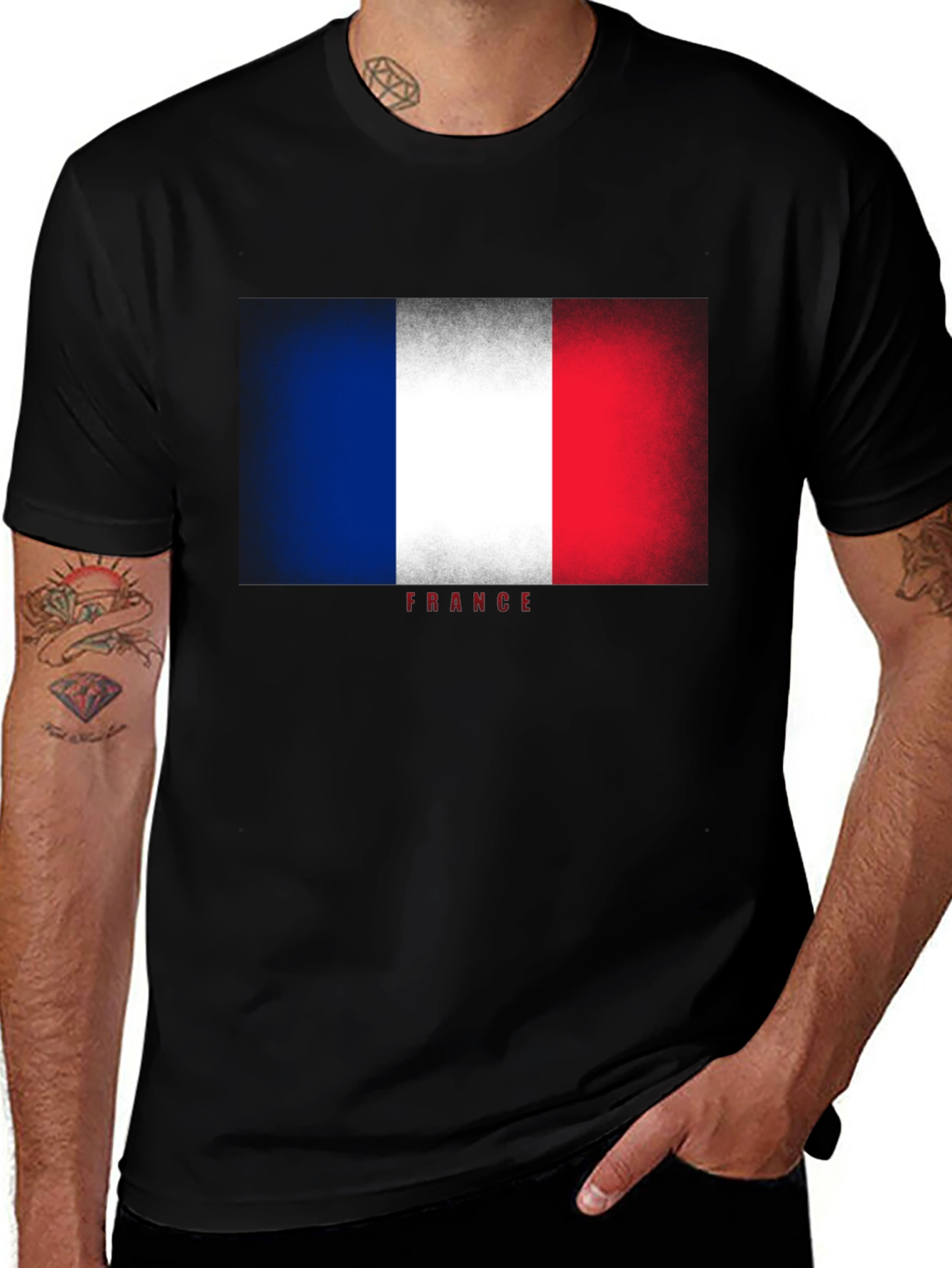 France Flag T-Shirt - Distressed Look