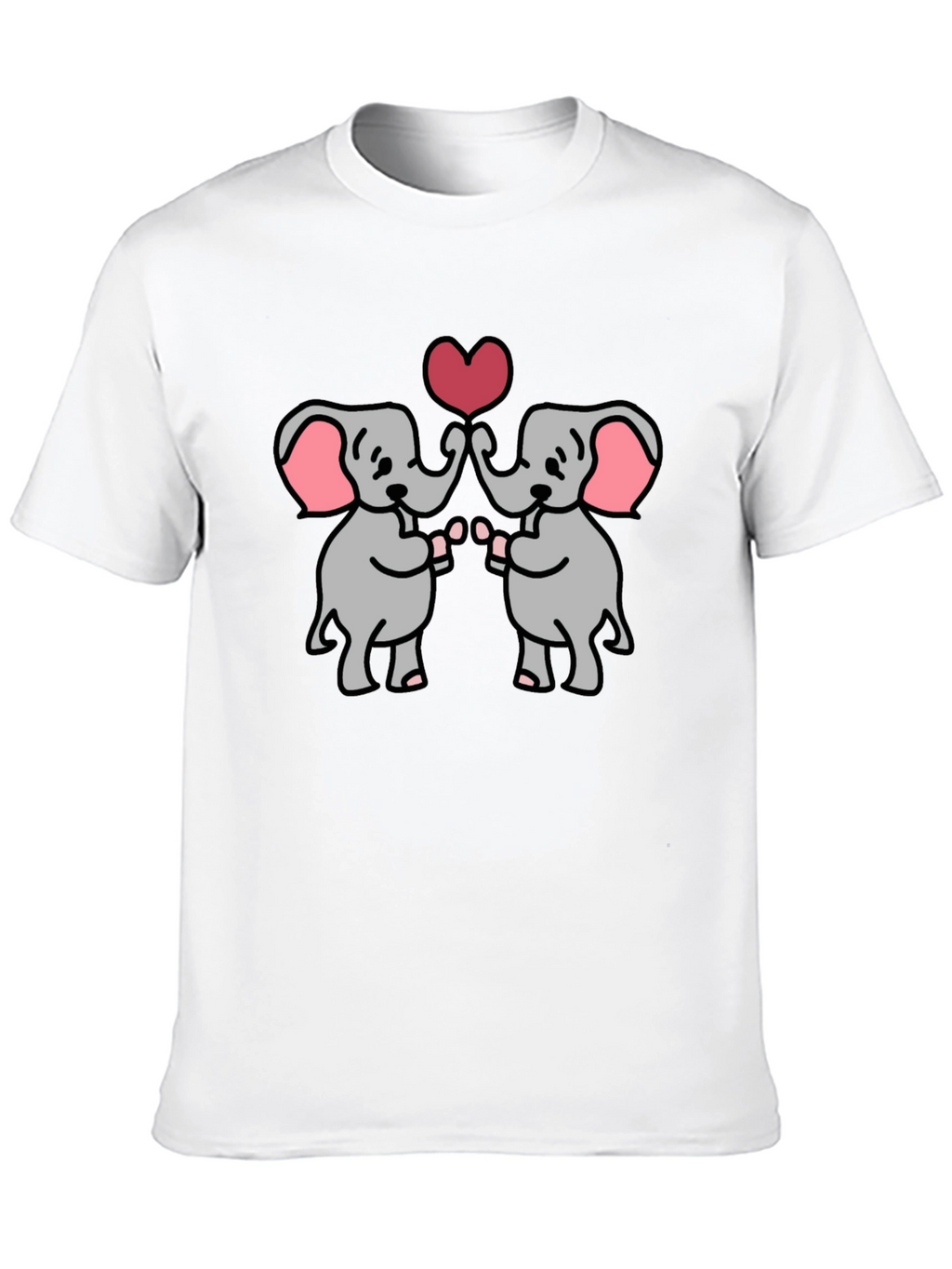 Cute Elephants Heart Graphic T-Shirt