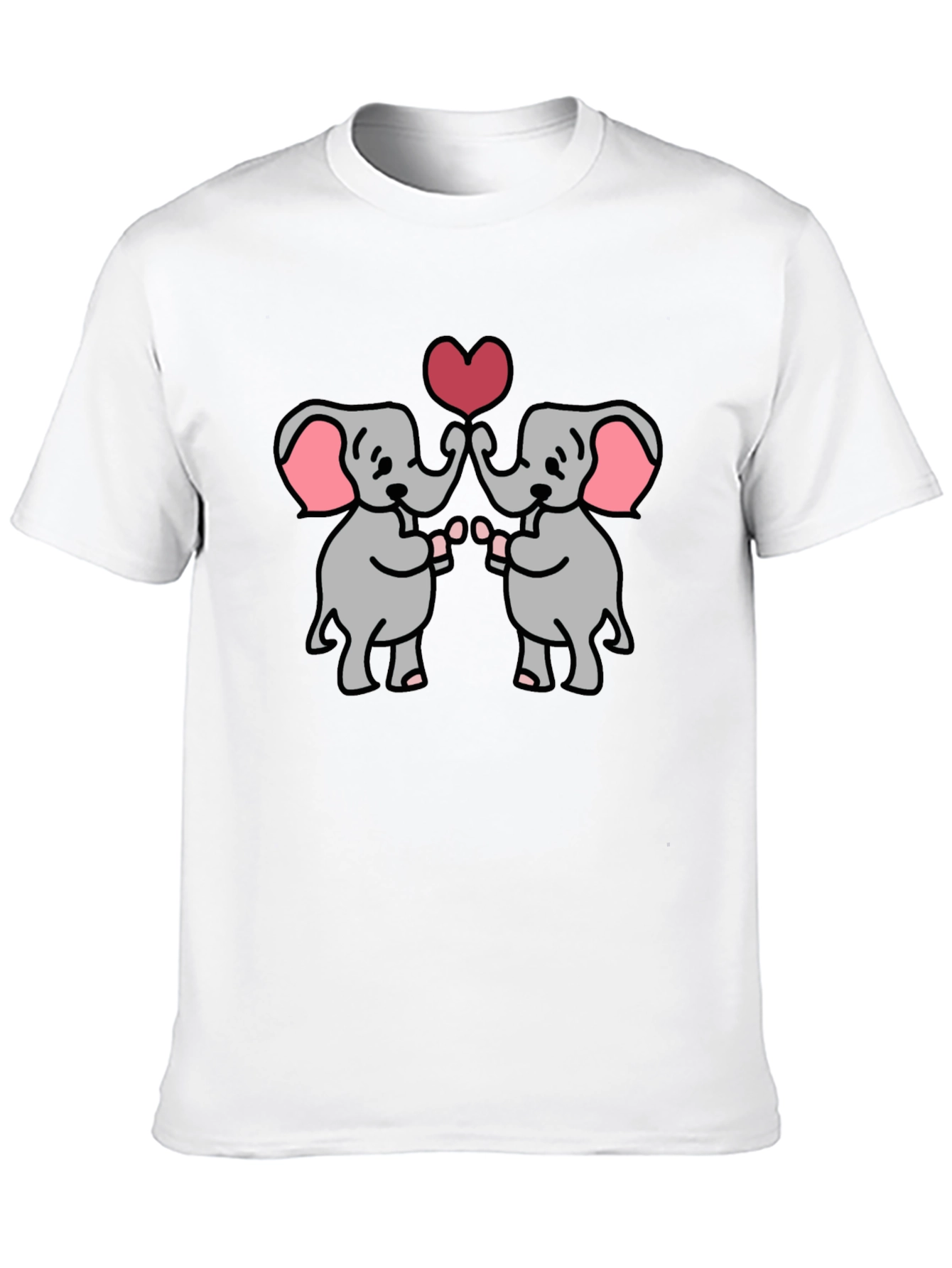 Cute Elephants Heart Graphic T-Shirt