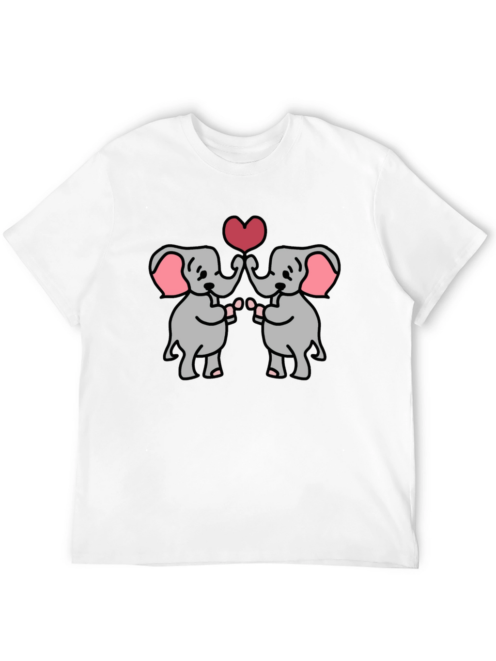 Cute Elephants Heart Graphic T-Shirt