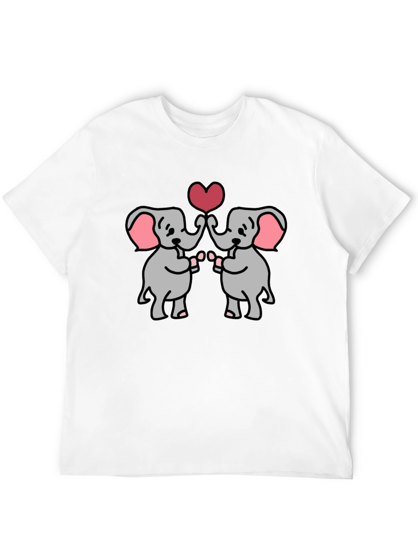 Cute Elephants Heart Graphic T-Shirt