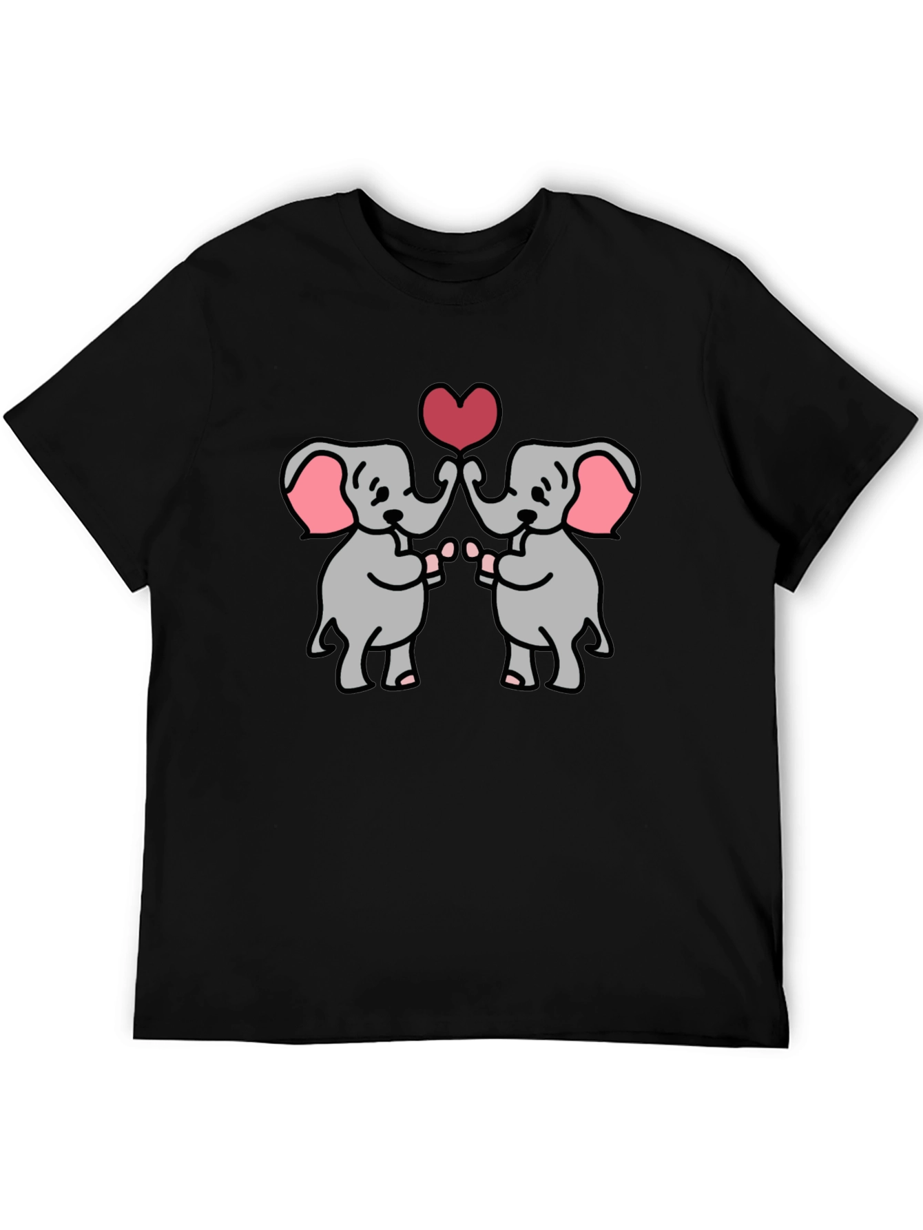 Cute Elephants Heart Graphic T-Shirt
