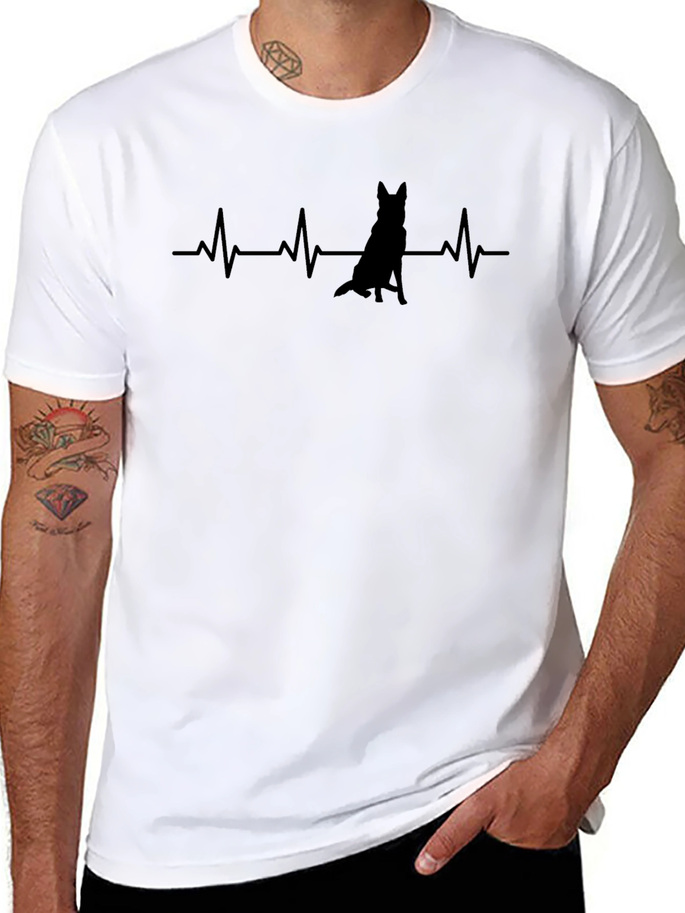 Dog Heartbeat T-Shirt - Black Graphic Tee
