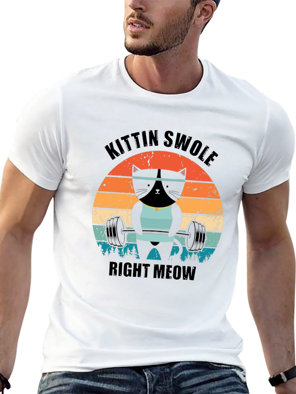 Kittin Swole Right Meow Black Graphic Tee