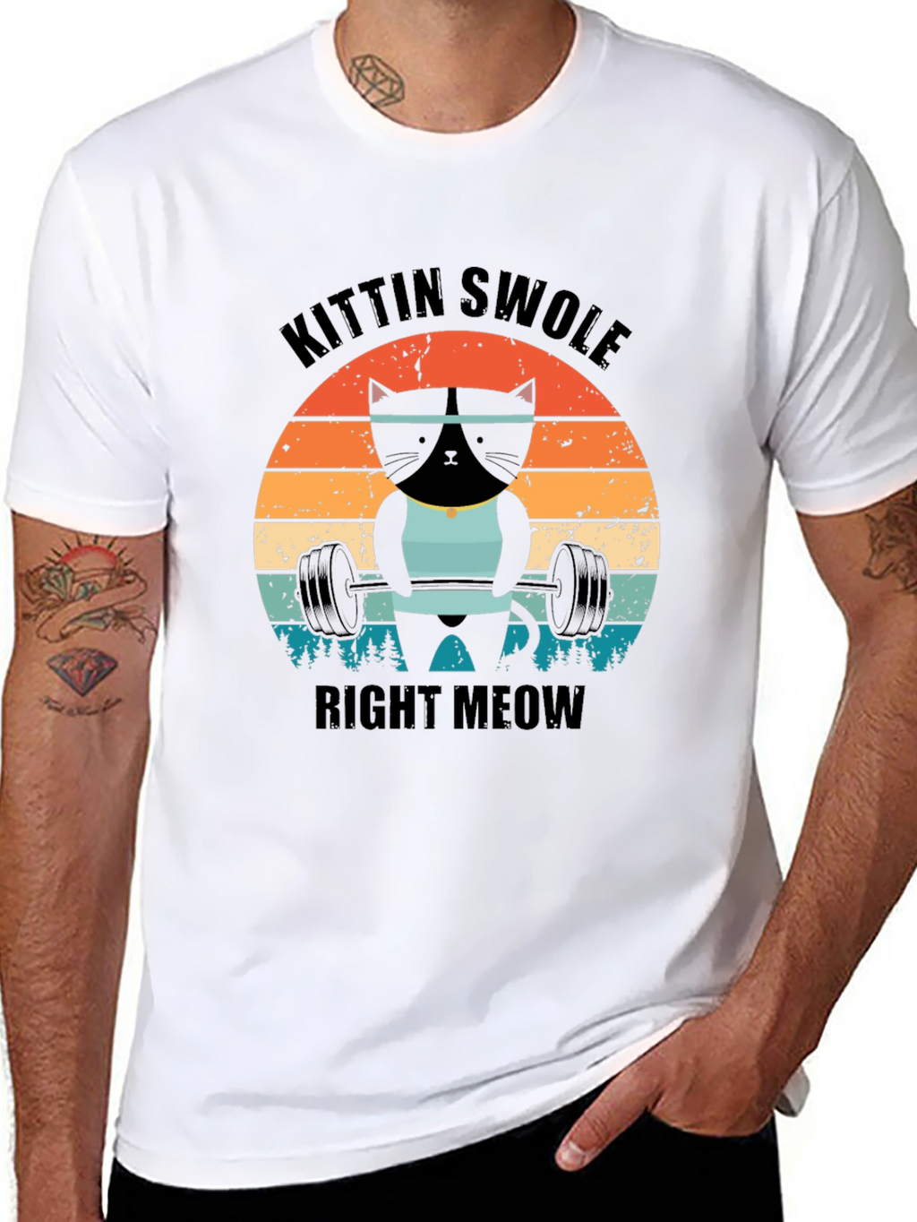Kittin Swole Right Meow Black Graphic Tee