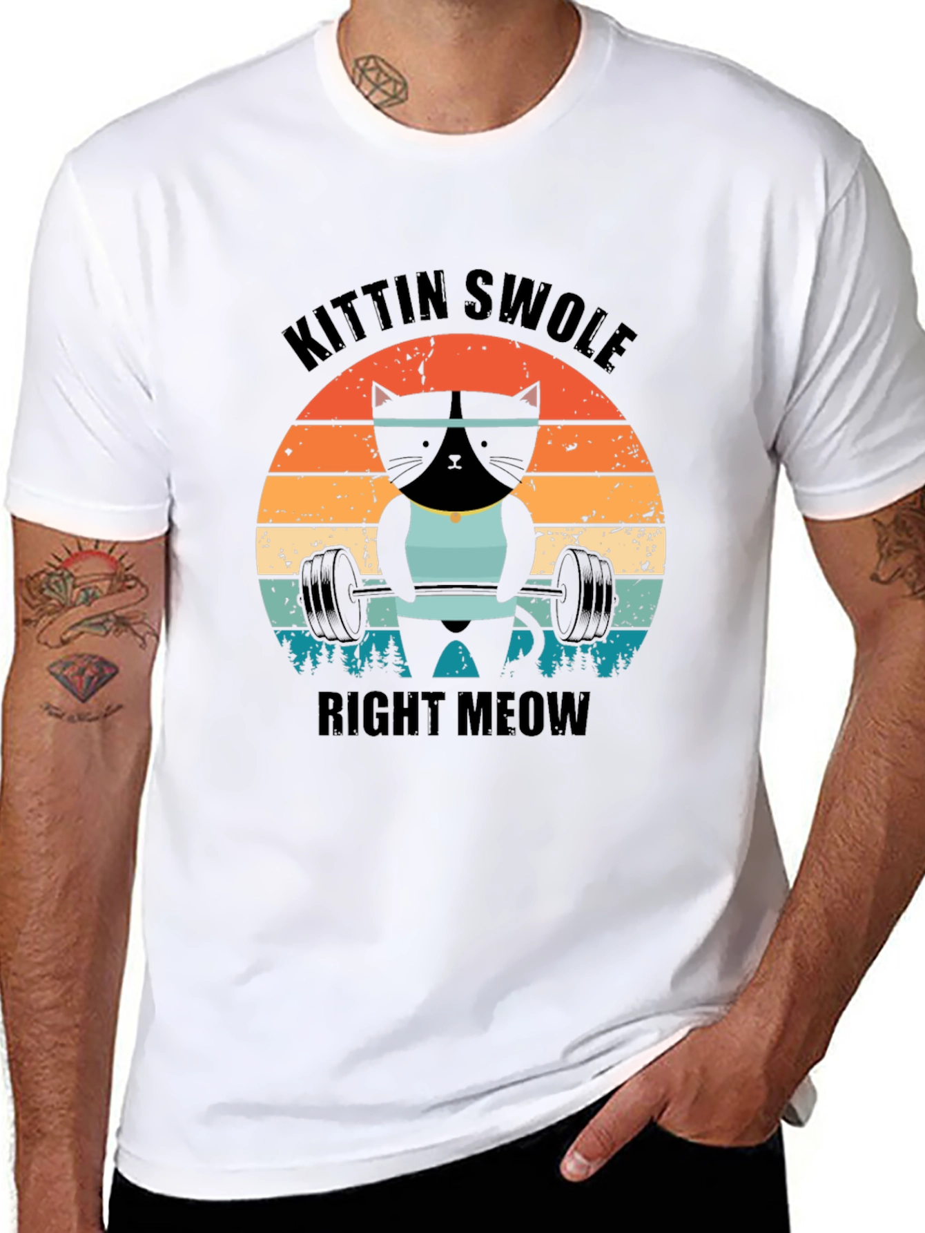 Kittin Swole Right Meow Black Graphic Tee