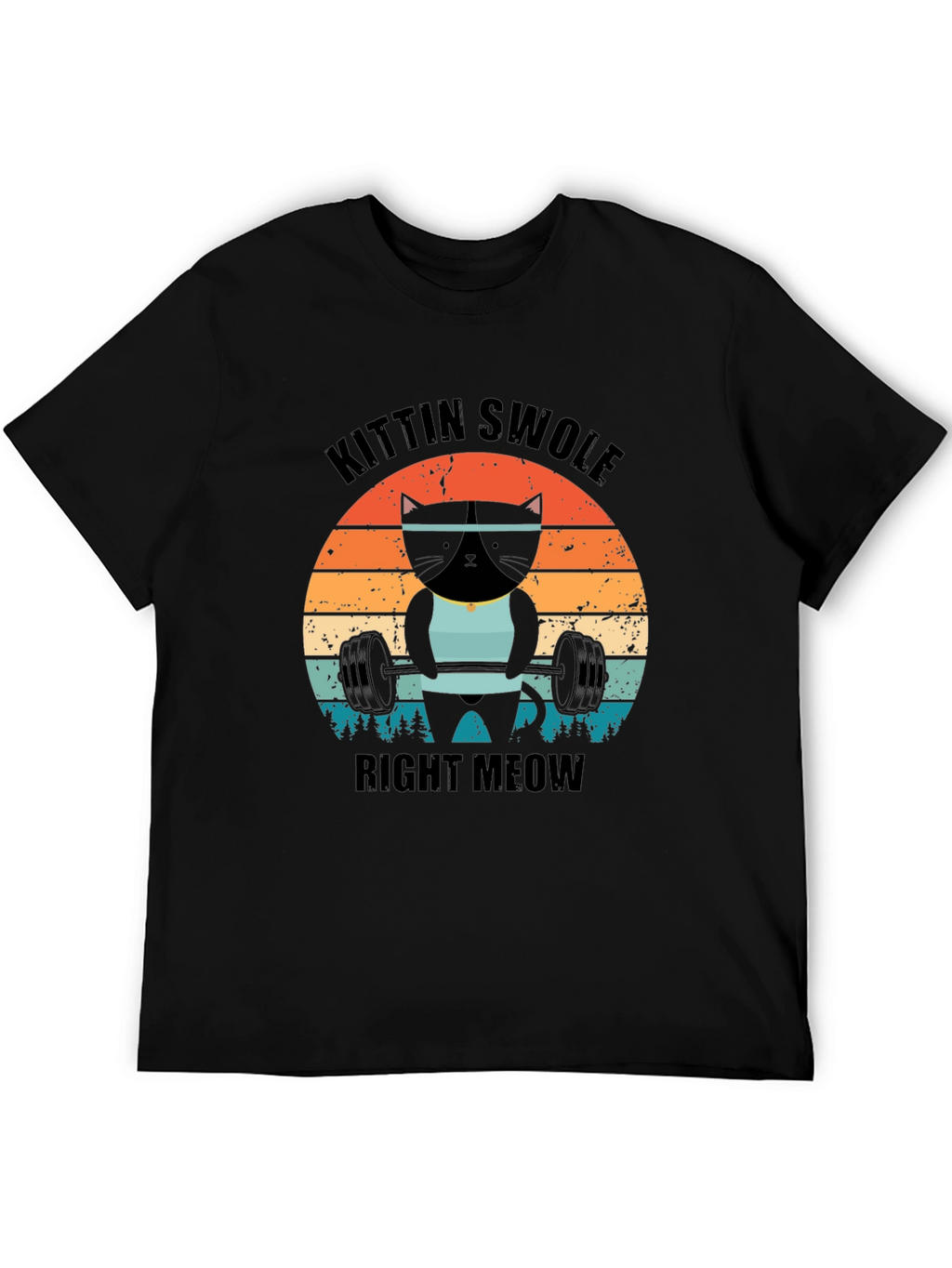 Kittin Swole Right Meow Black Graphic Tee