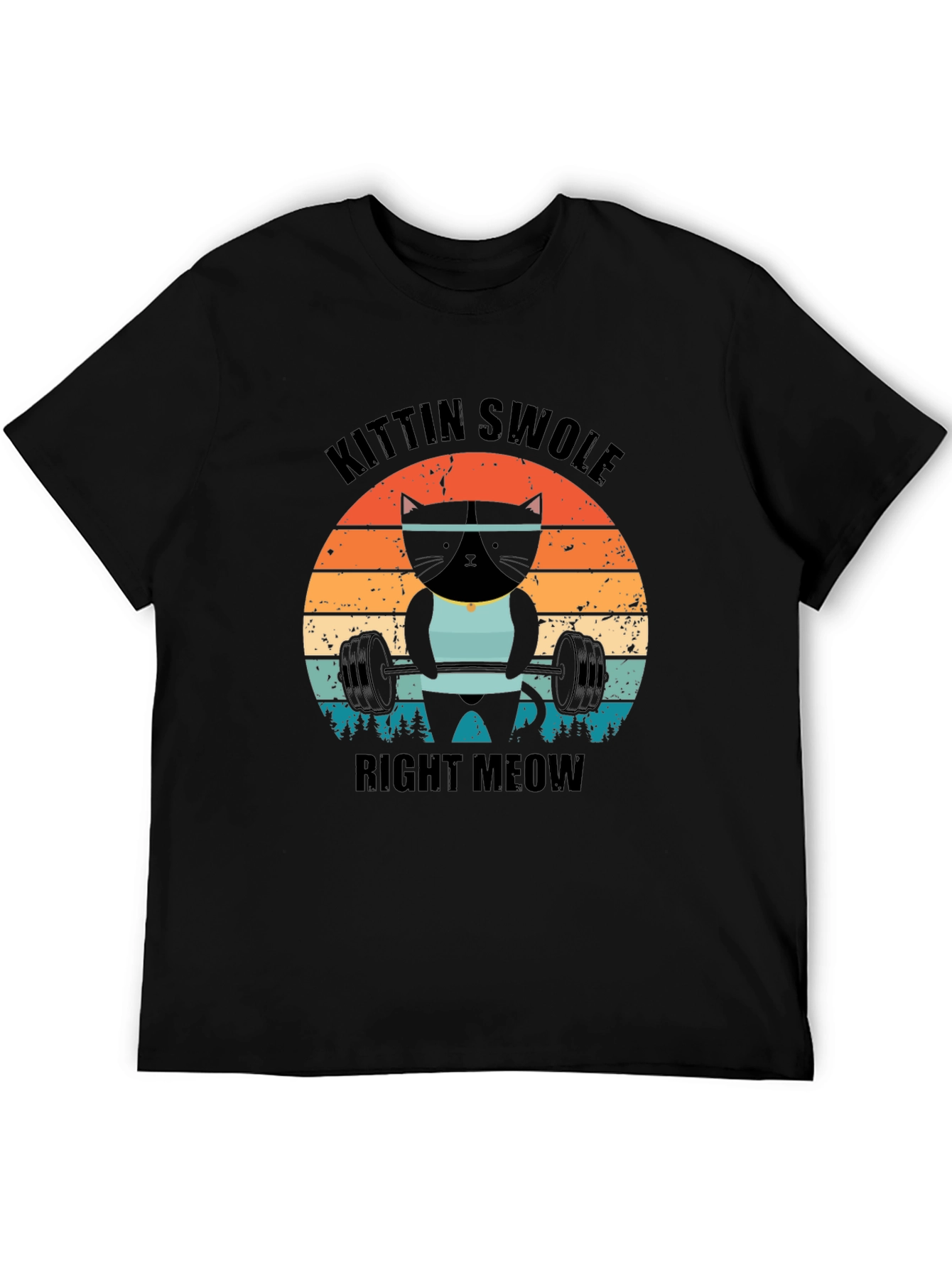 Kittin Swole Right Meow Black Graphic Tee