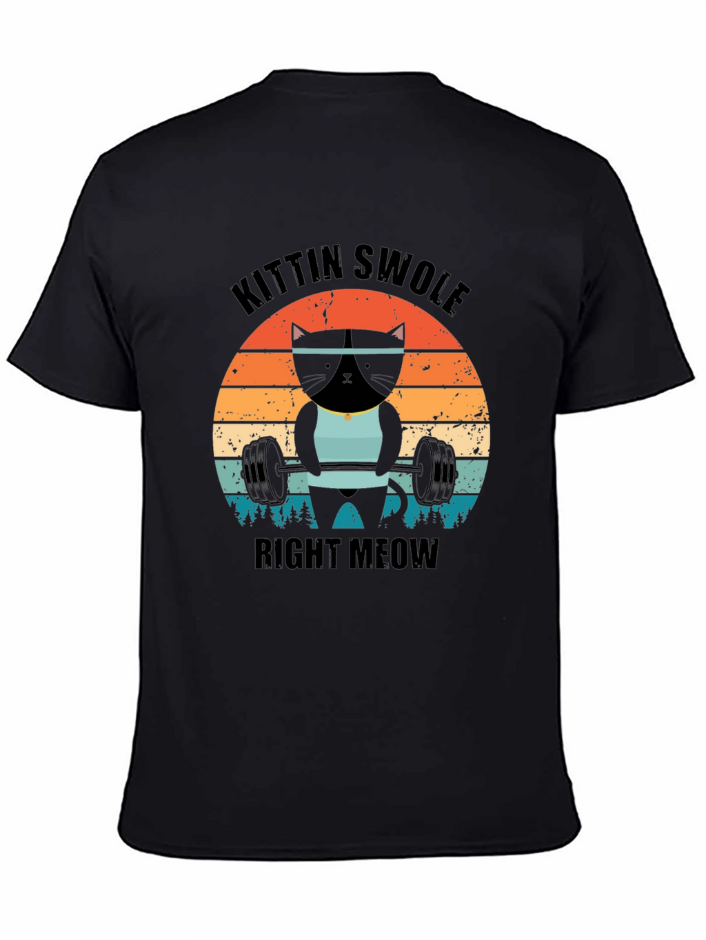Kittin Swole Right Meow Black Graphic Tee