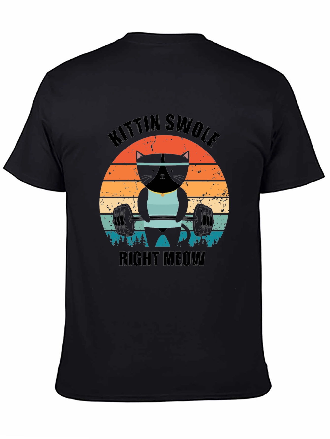 Kittin Swole Right Meow Black Graphic Tee