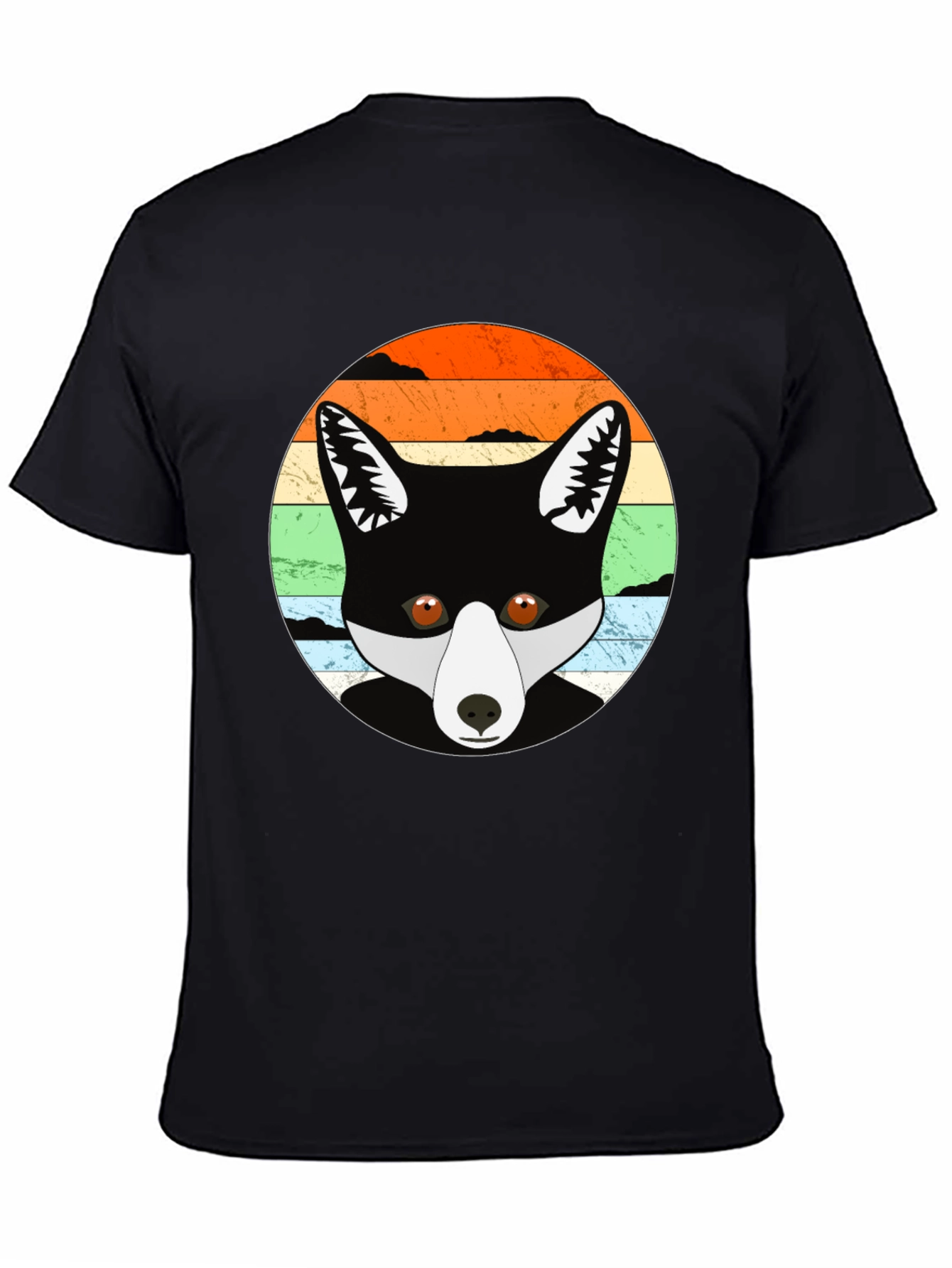 Retro Fox Graphic Tee - Unisex Black T-Shirt