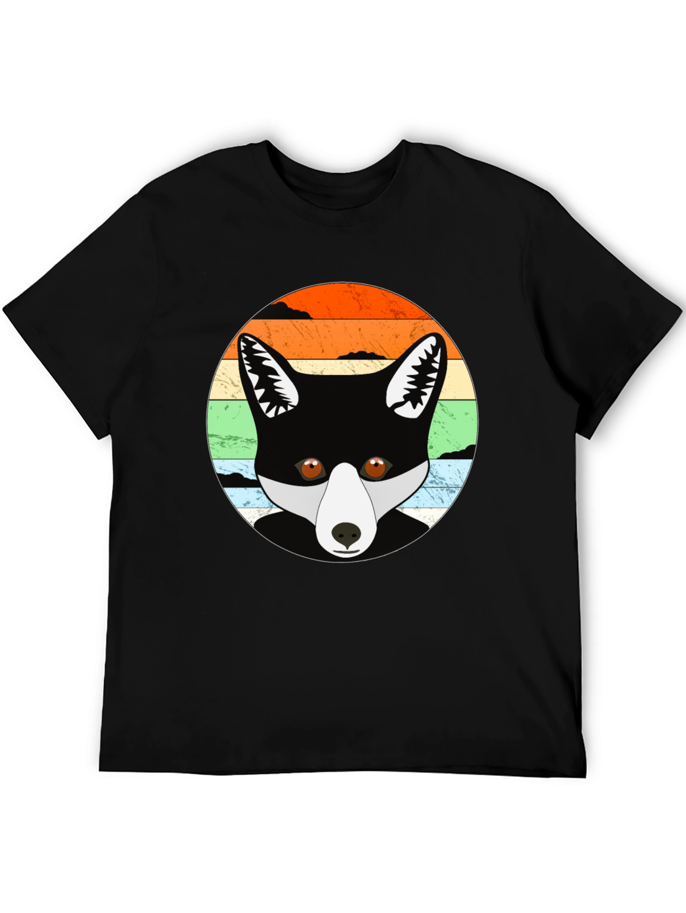 Retro Fox Graphic Tee - Unisex Black T-Shirt