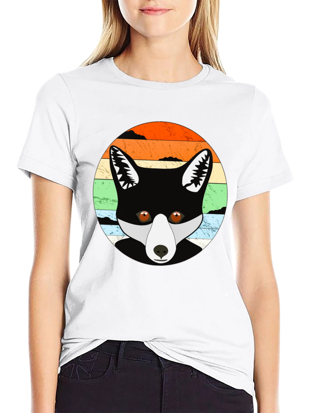 Retro Fox Graphic Tee - Unisex Black T-Shirt