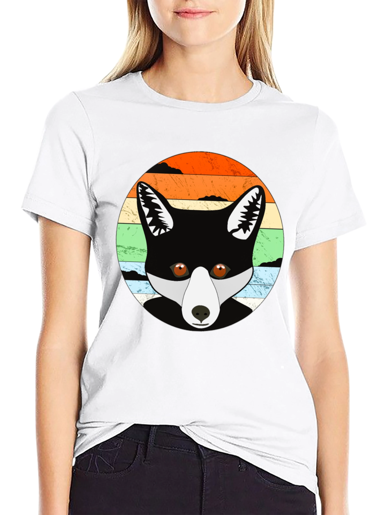 Retro Fox Graphic Tee - Unisex Black T-Shirt