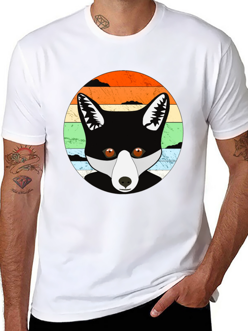Retro Fox Graphic Tee - Unisex Black T-Shirt