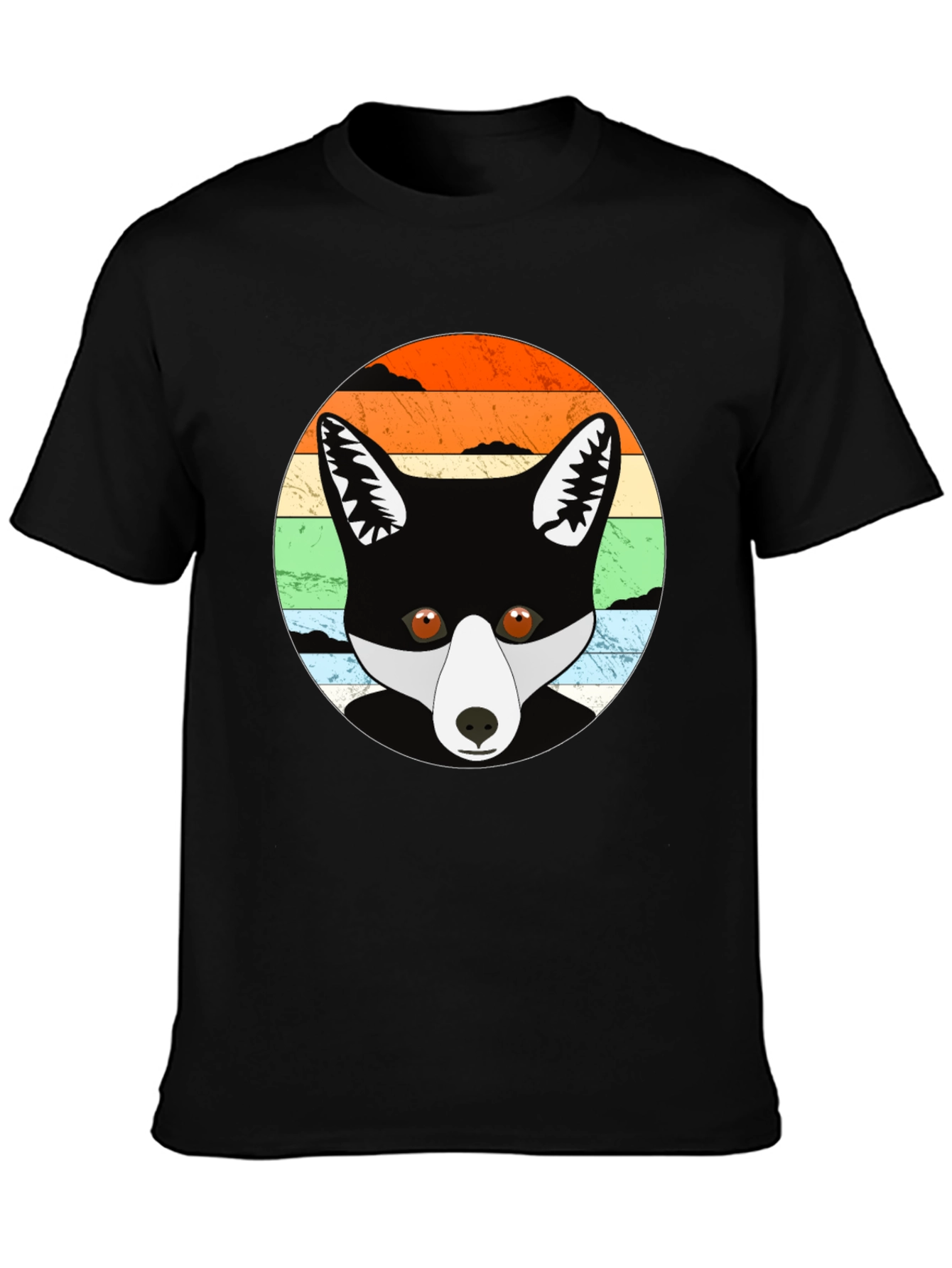 Retro Fox Graphic Tee - Unisex Black T-Shirt