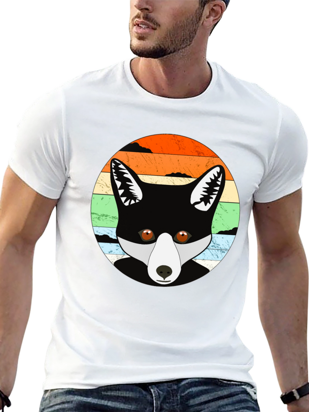 Retro Fox Graphic Tee - Unisex Black T-Shirt