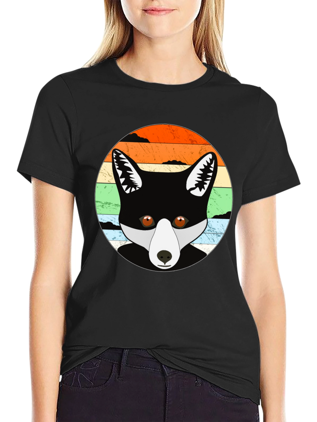 Retro Fox Graphic Tee - Unisex Black T-Shirt
