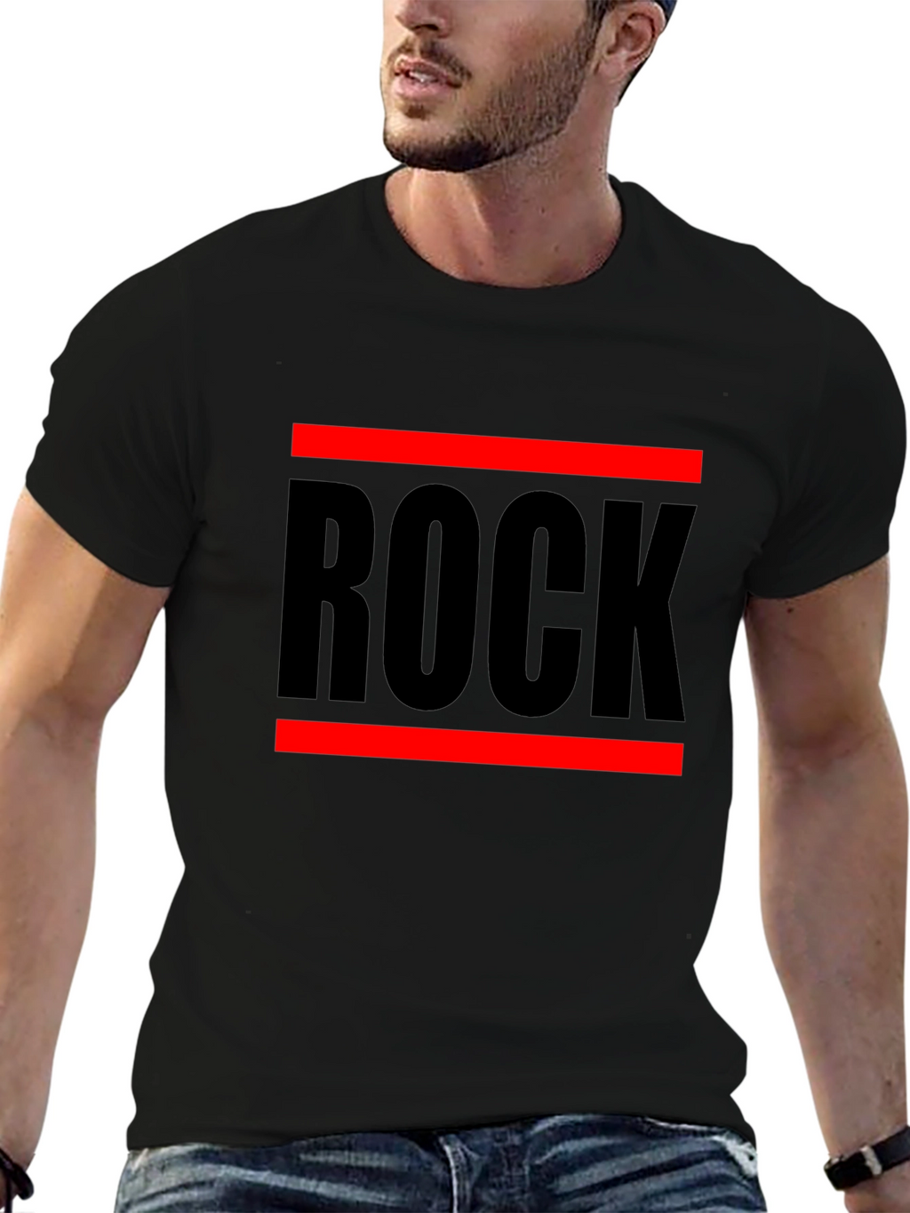 Rock Graphic T-Shirt - Bold Black Cotton Tee