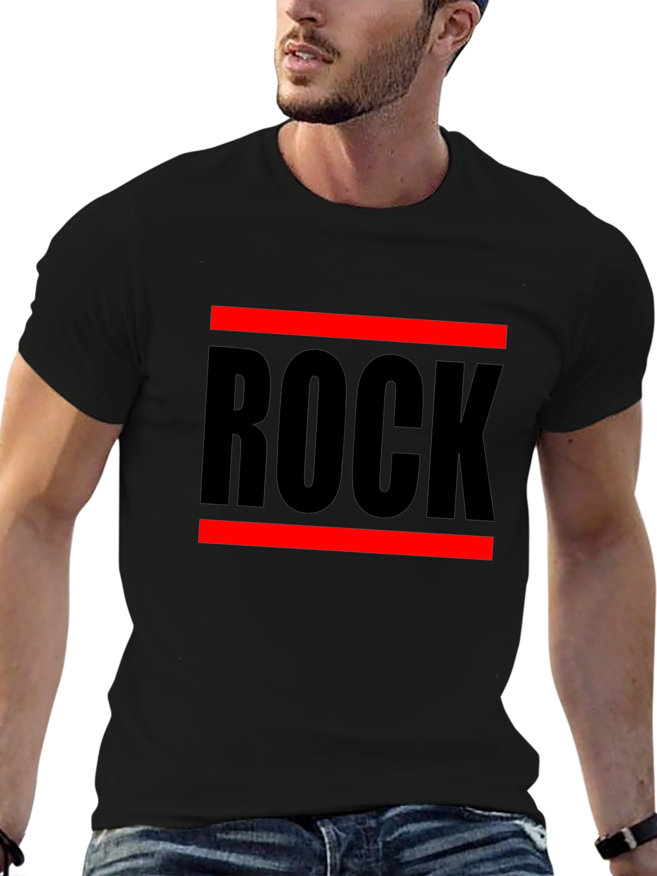 Rock Graphic T-Shirt - Bold Black Cotton Tee