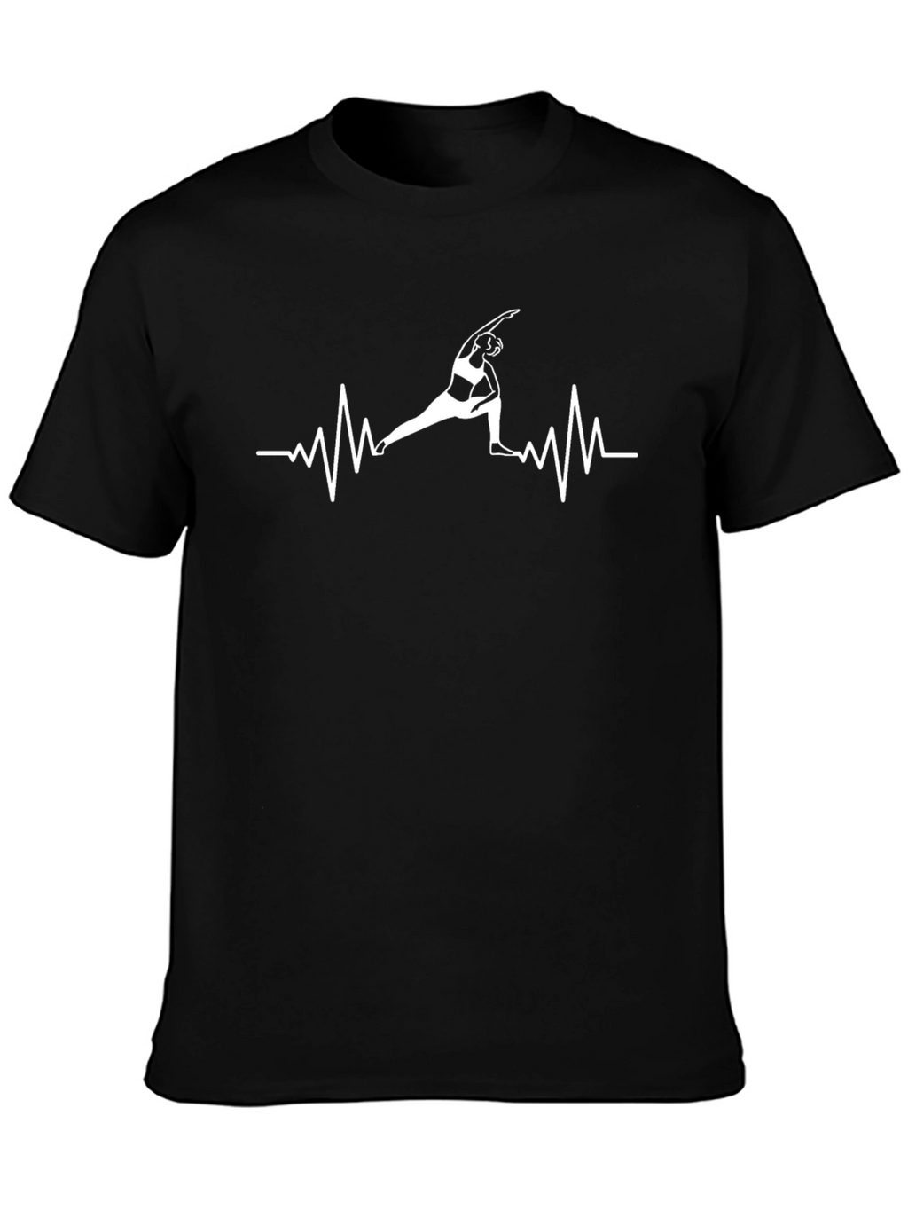Yoga Heartbeat Graphic Tee - Black Cotton Blend