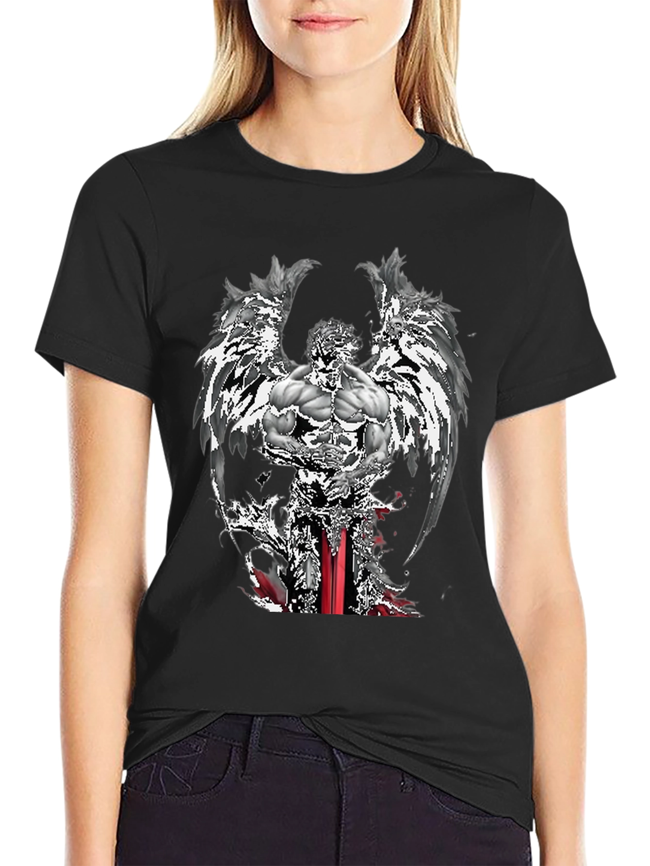 Angel Warrior Graphic Tee - Mens Black T-Shirt