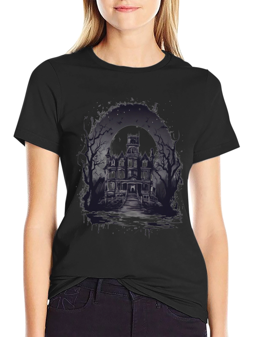 Haunted House Graphic Tee - Spooky Season Apparel