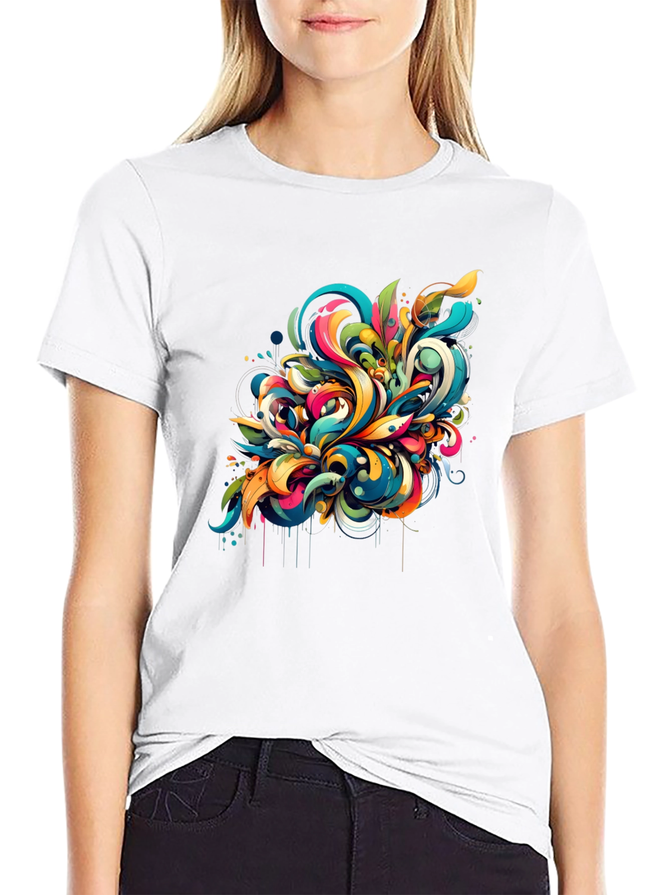 Vibrant Abstract Art Black T-Shirt