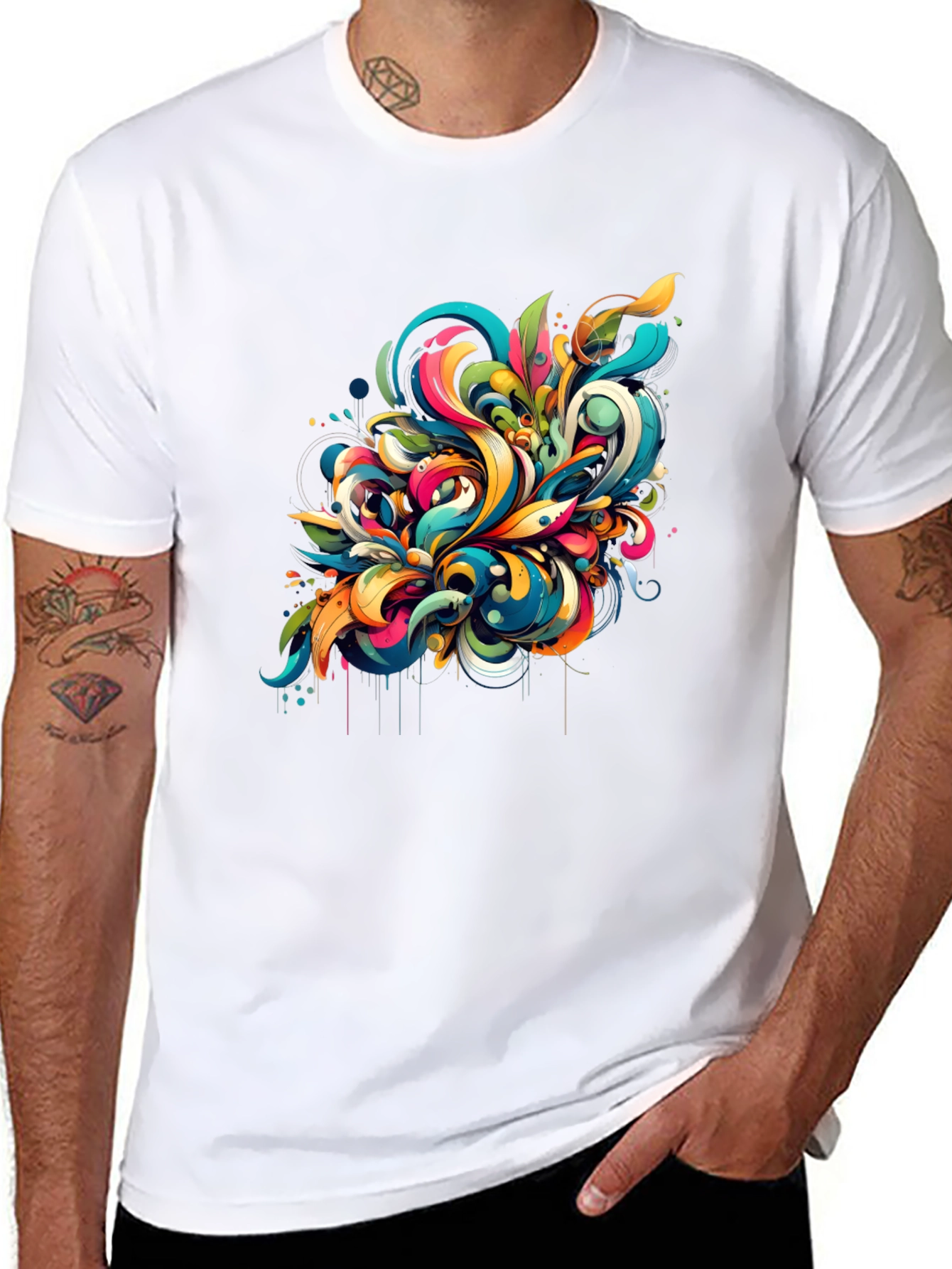 Vibrant Abstract Art Black T-Shirt