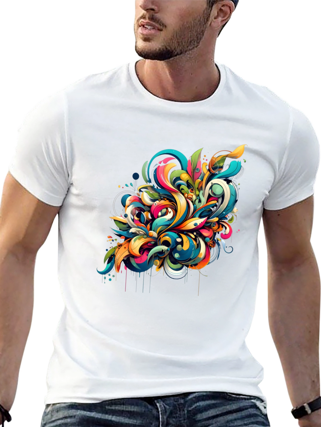 Vibrant Abstract Art Black T-Shirt