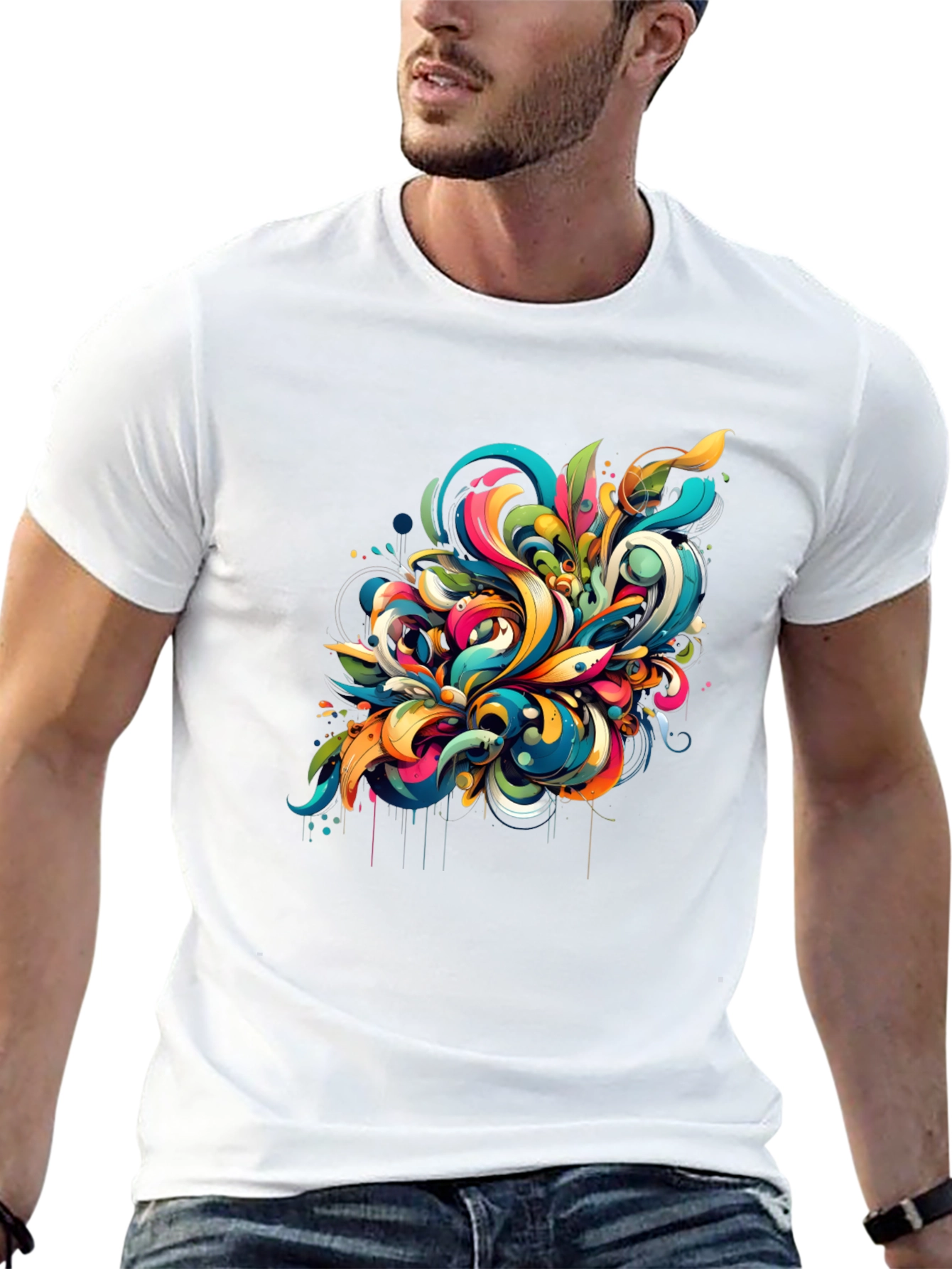 Vibrant Abstract Art Black T-Shirt