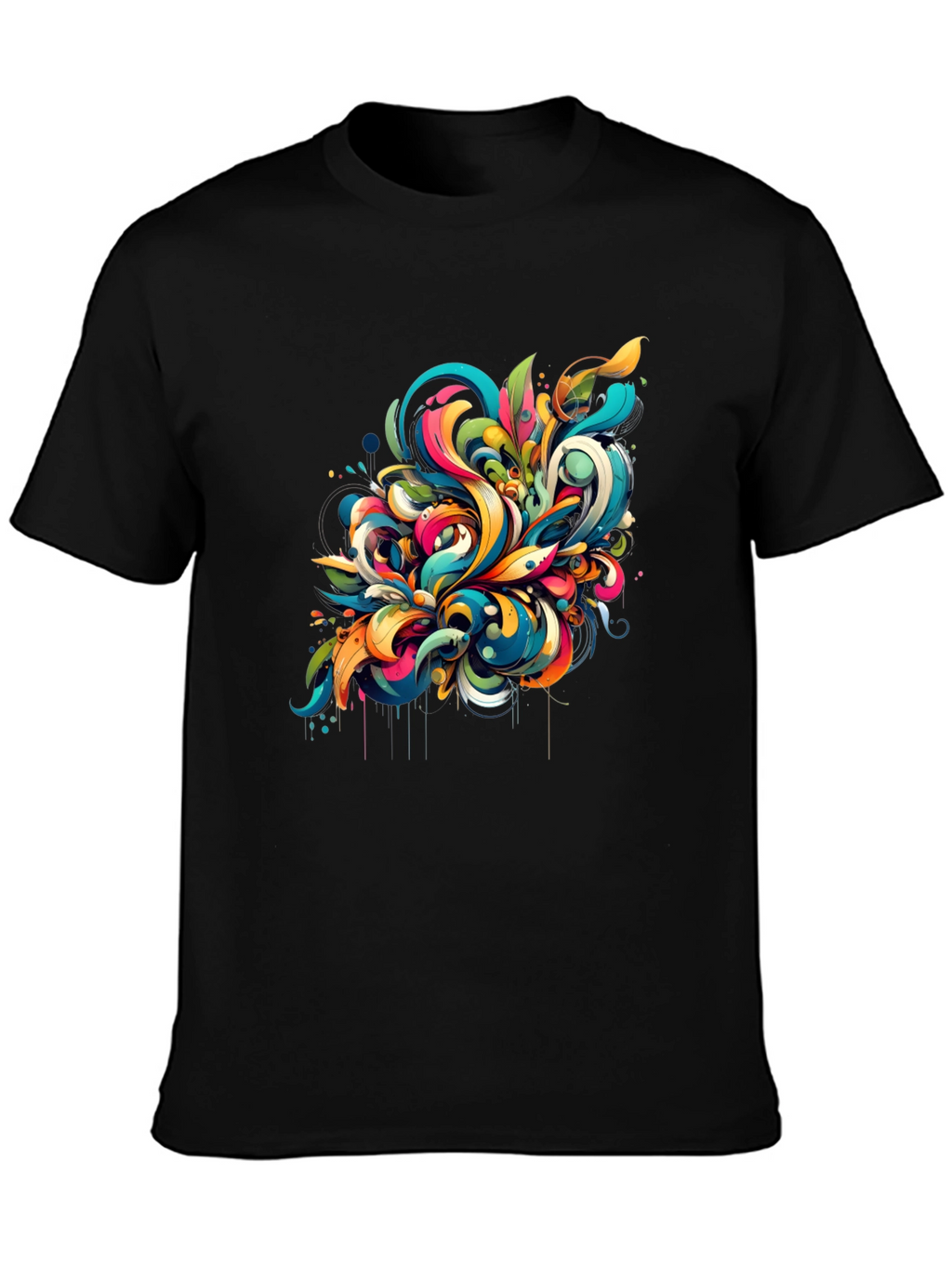 Vibrant Abstract Art Black T-Shirt