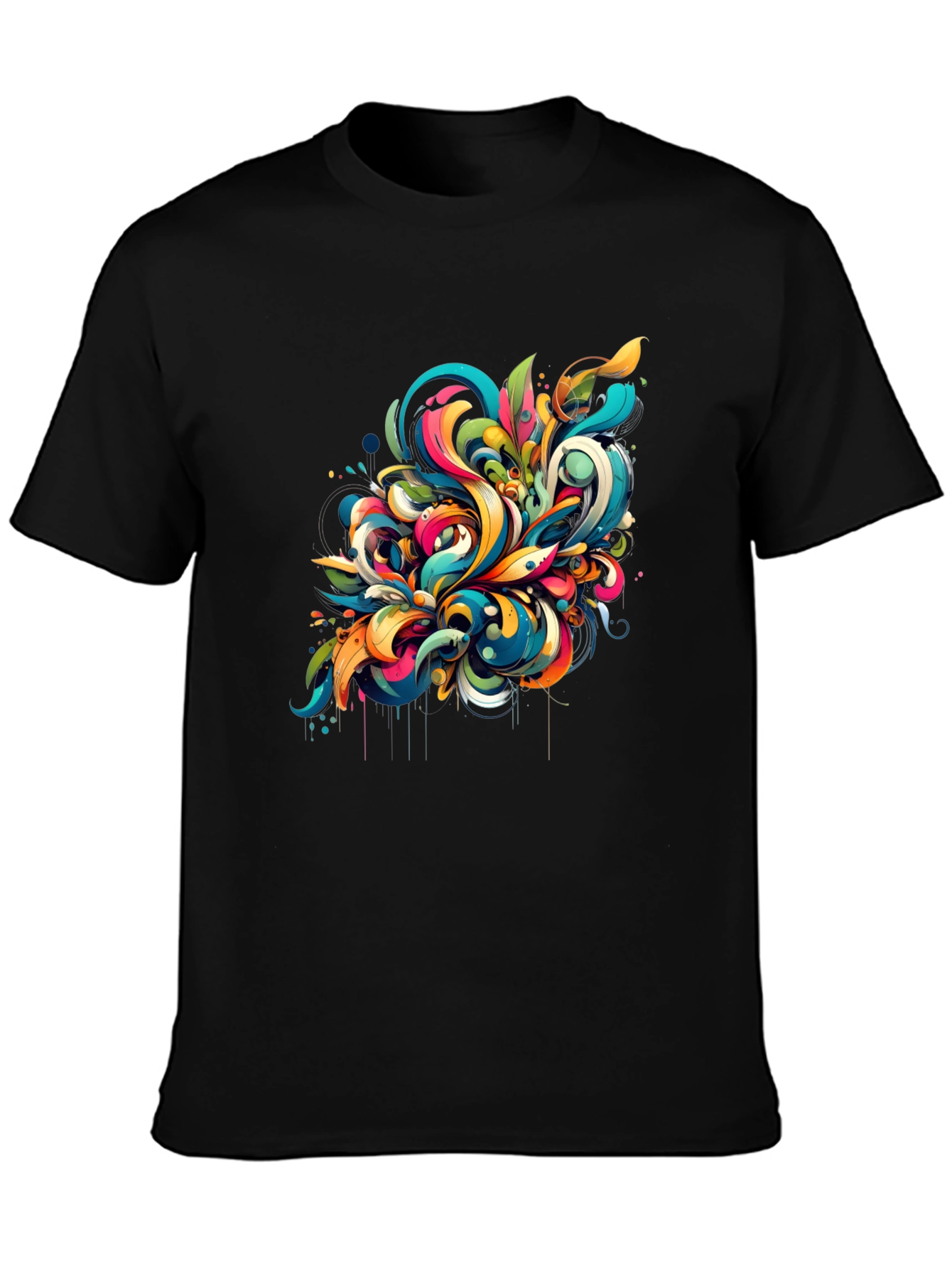 Vibrant Abstract Art Black T-Shirt