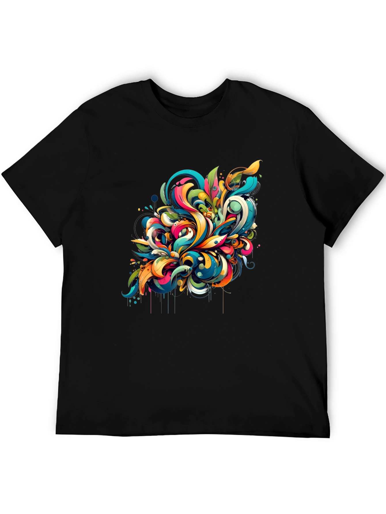 Vibrant Abstract Art Black T-Shirt