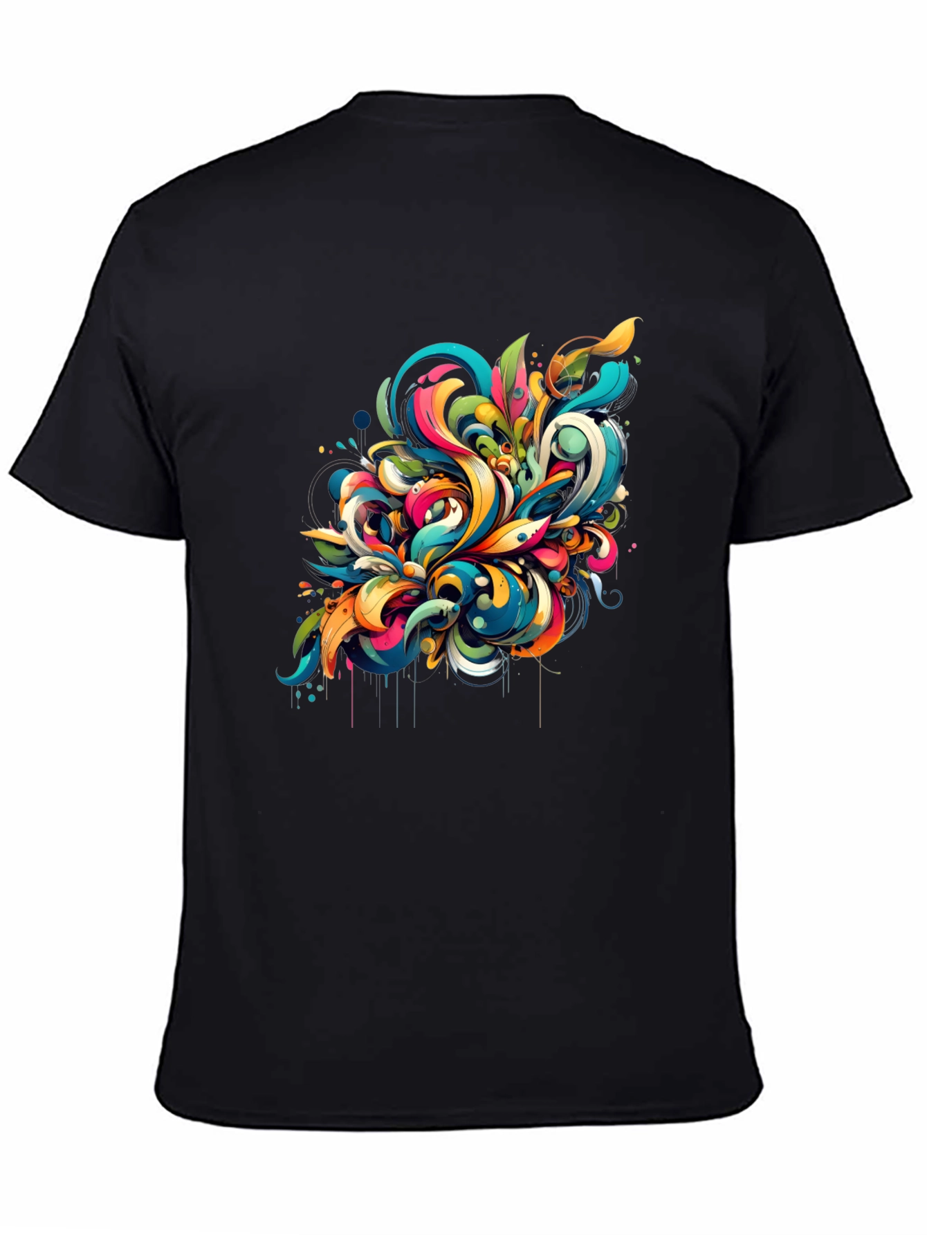 Vibrant Abstract Art Black T-Shirt