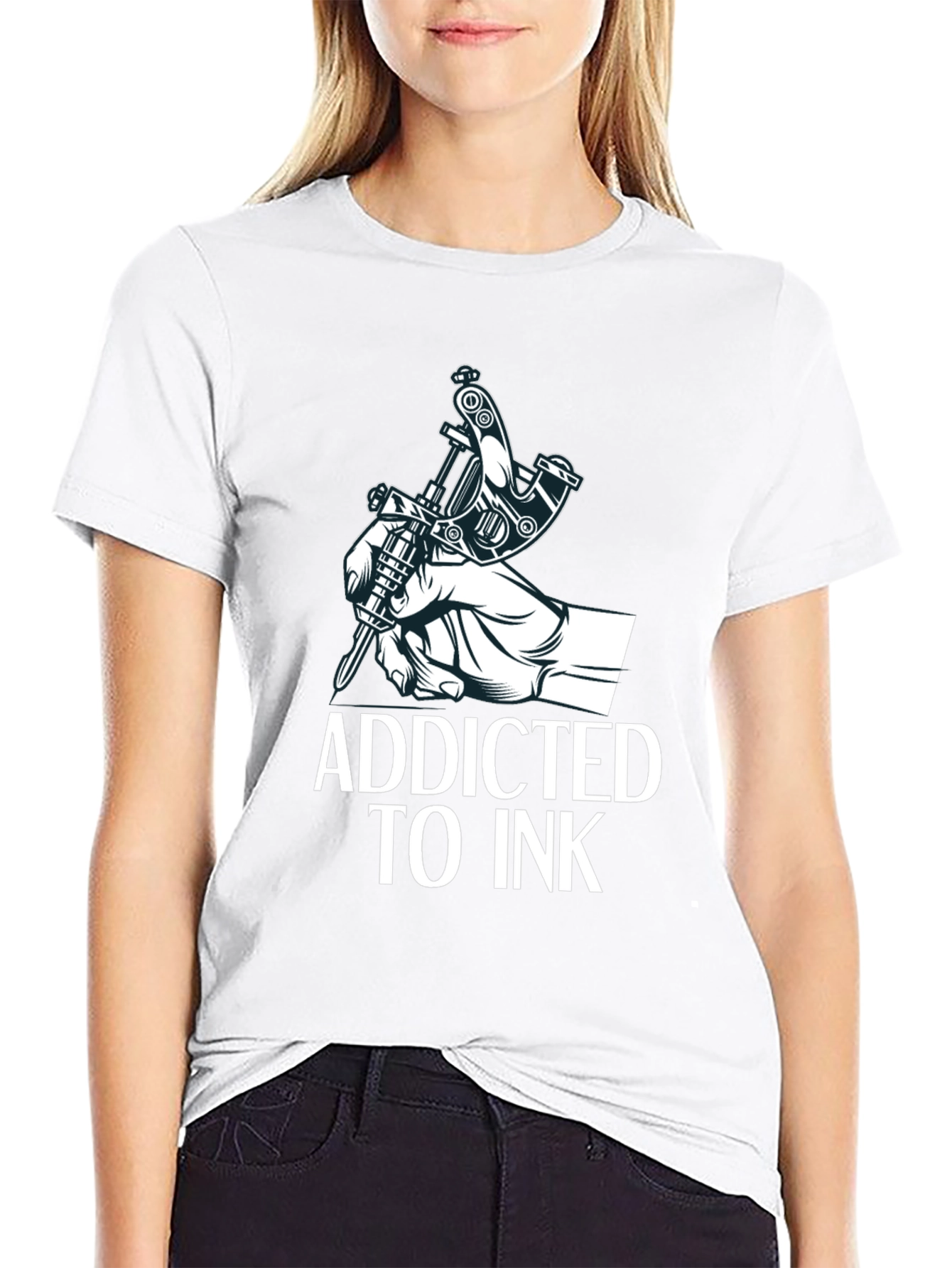 Addicted to Ink Tattoo Machine Graphic Tee - Black