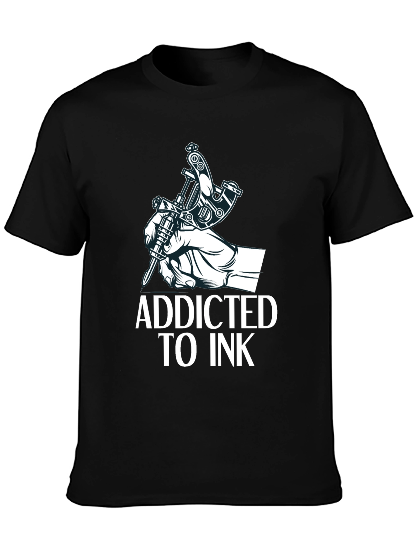 Addicted to Ink Tattoo Machine Graphic Tee - Black