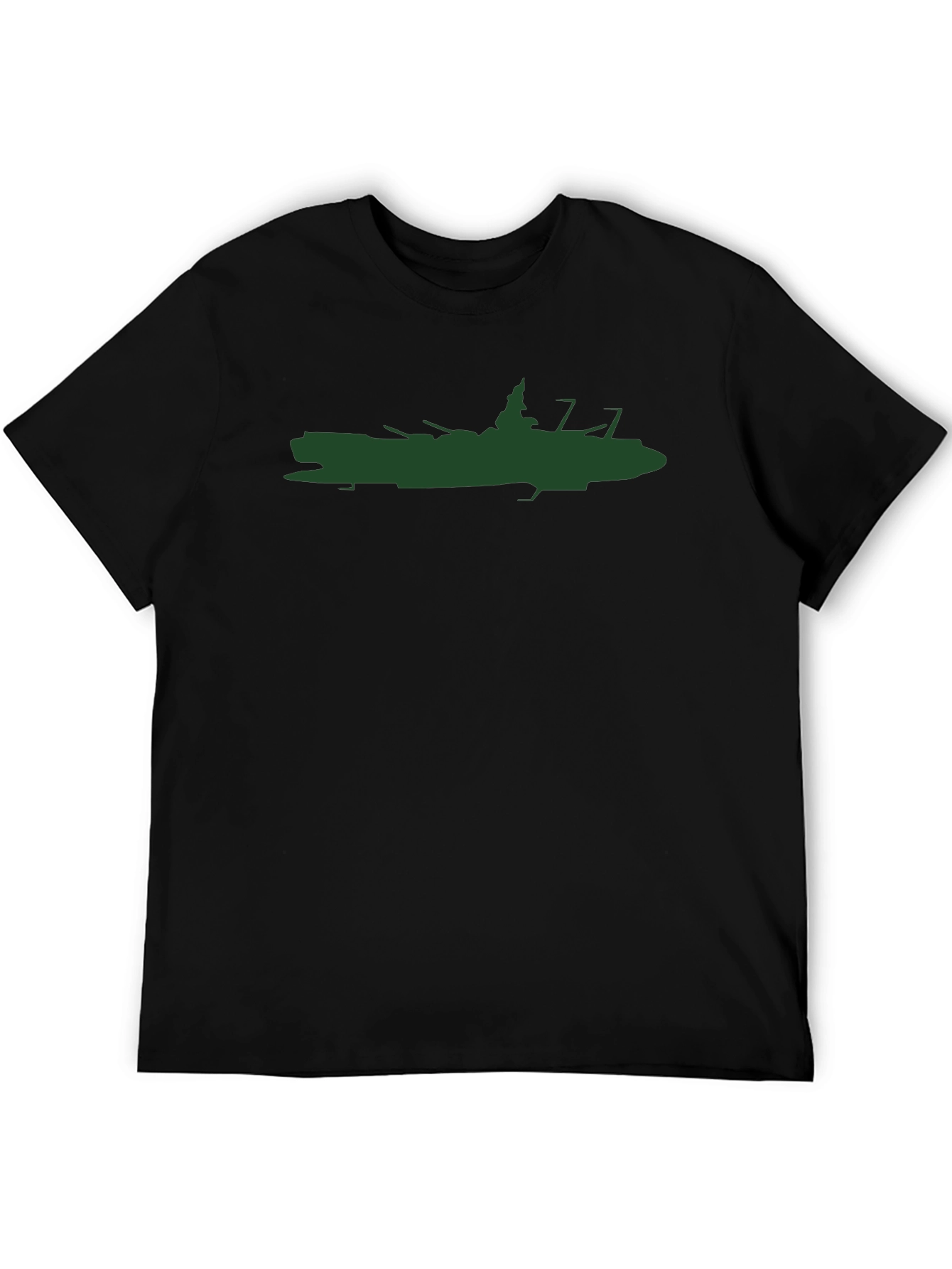 Battleship Silhouette Graphic T-Shirt - Black